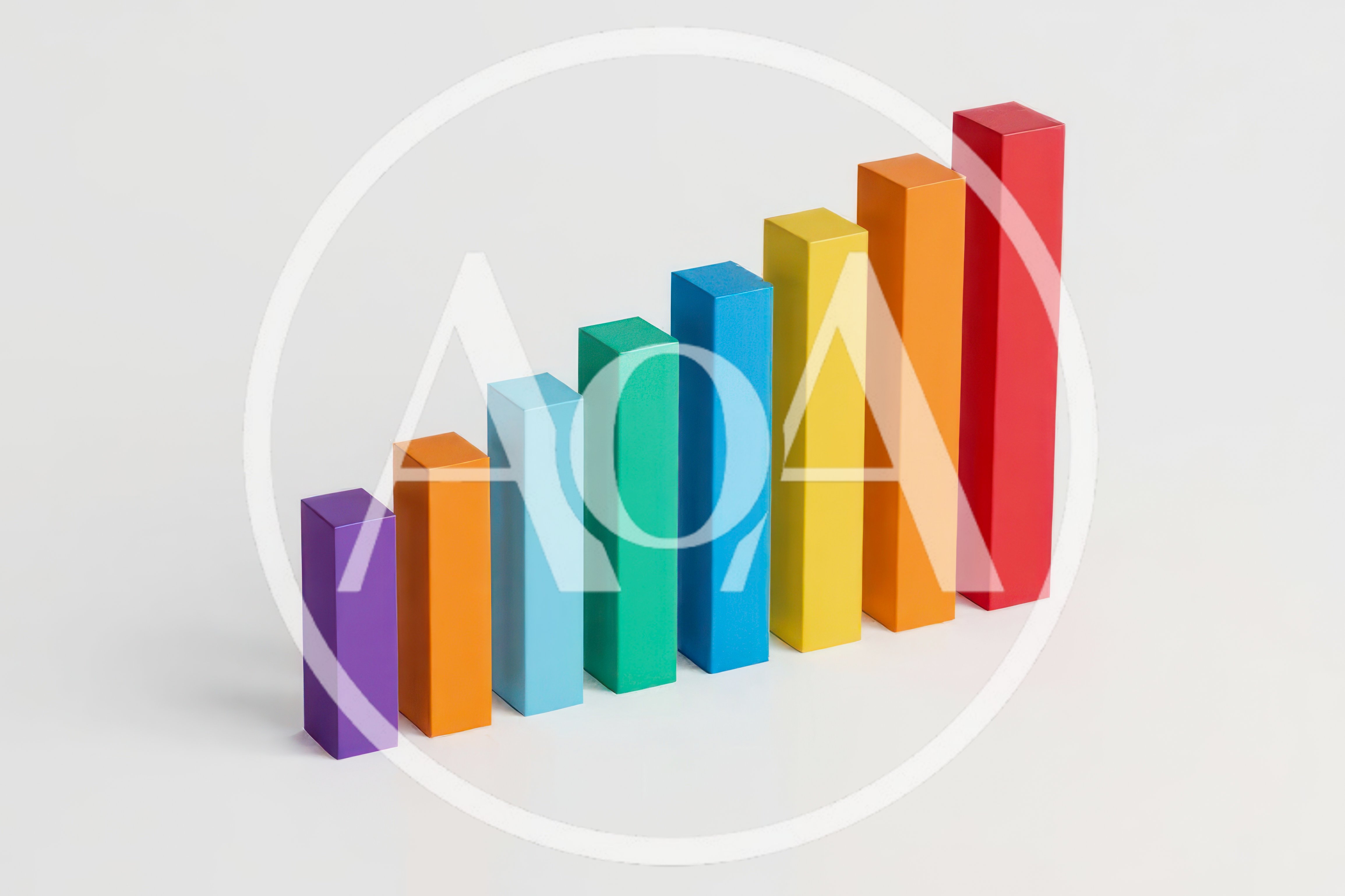 Colorful Bar Chart Blocks On White Background