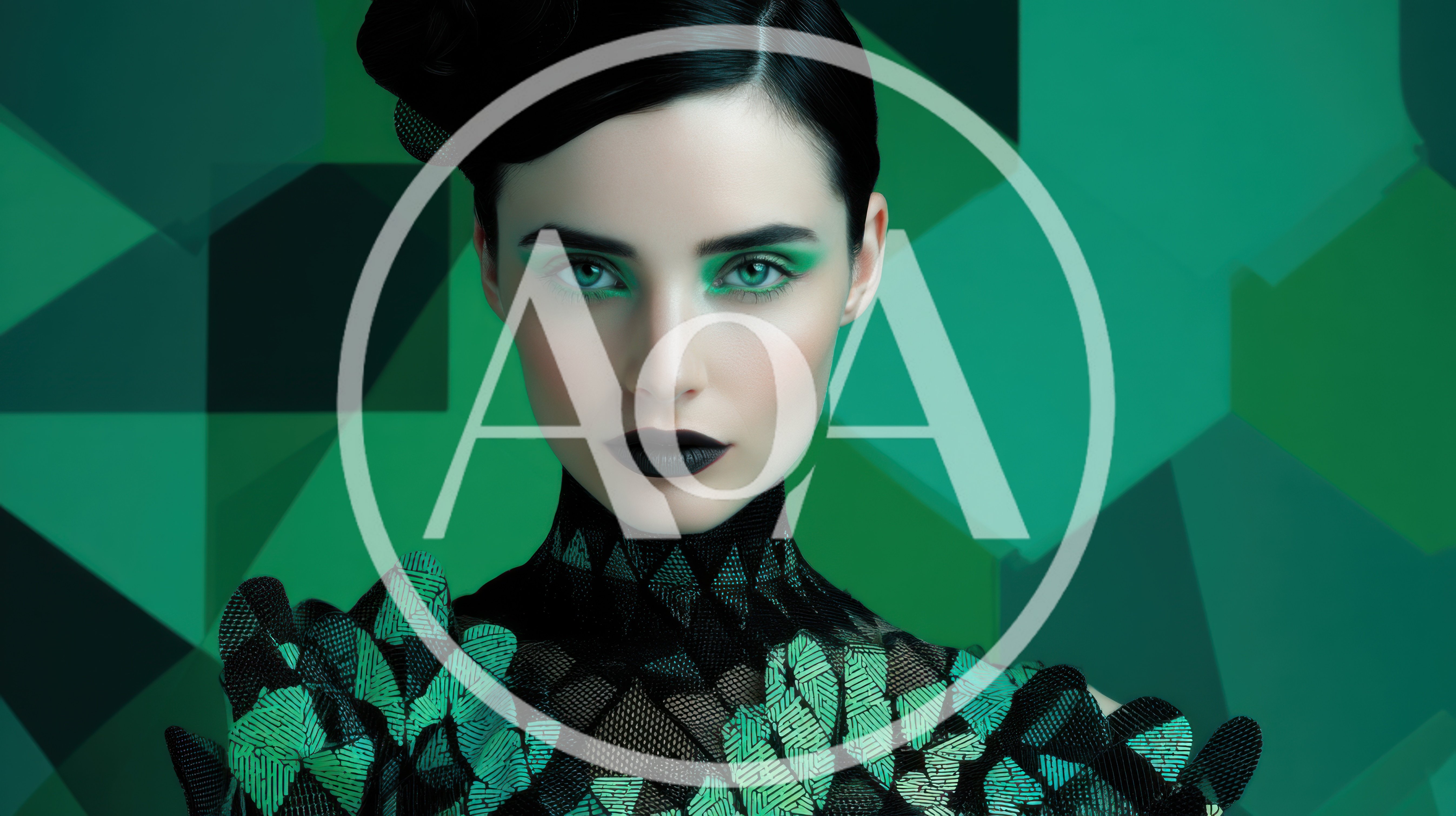 Portrait Of A Woman With Avant Garde Green Makeup