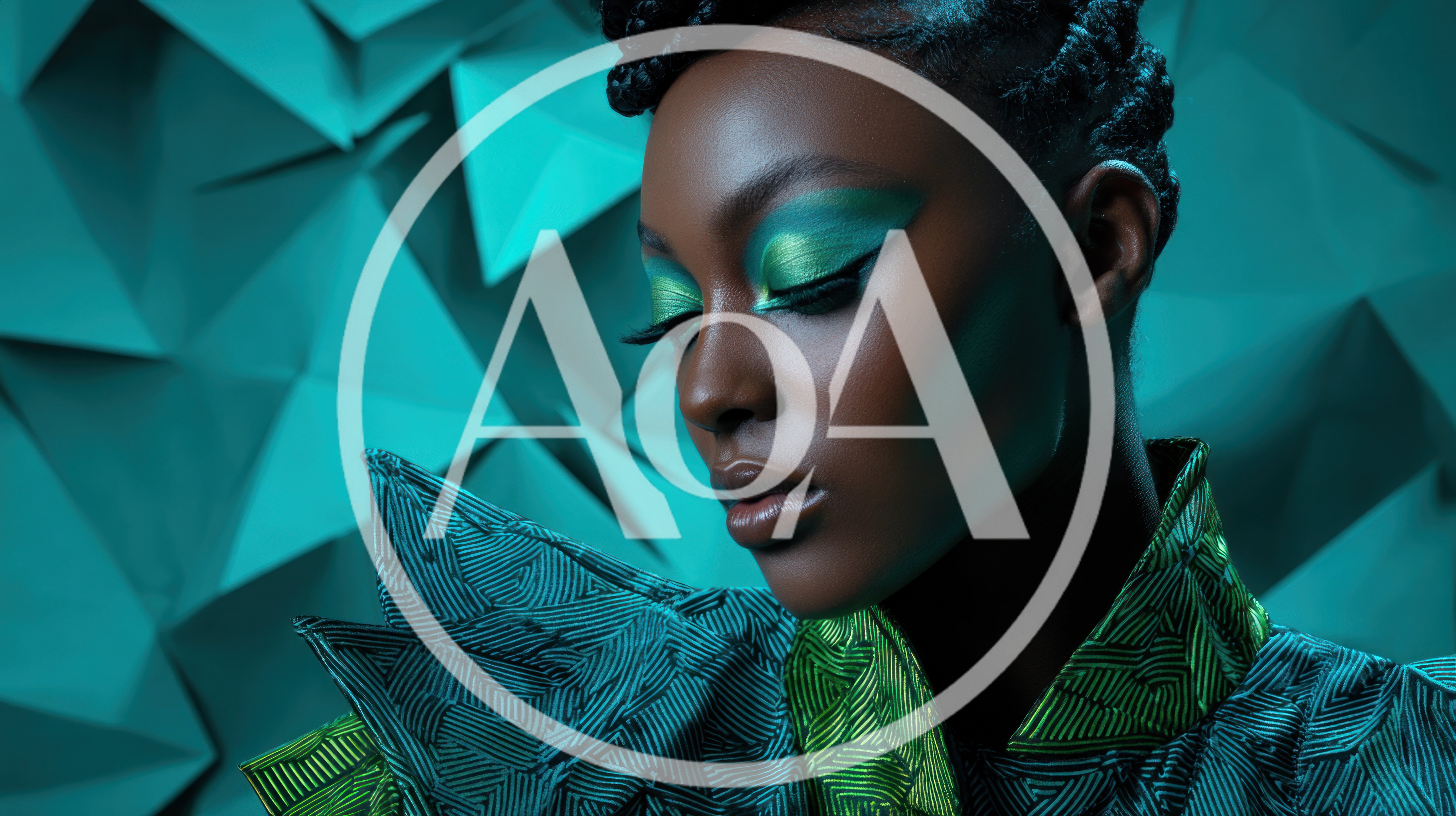 Portrait Of A Woman With Futuristic Green Makeup