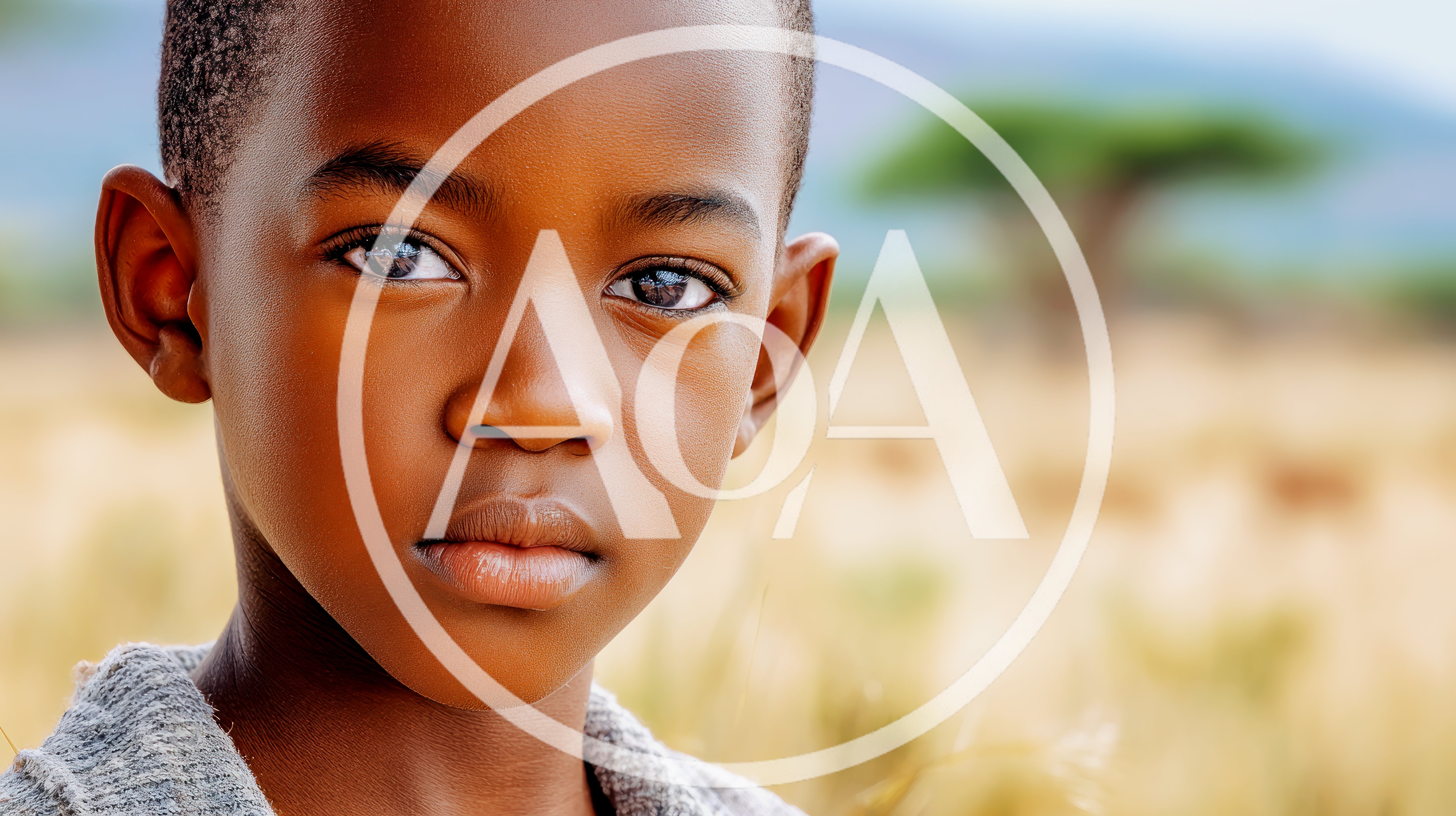 Portrait Of A Young African Boy In The Savannah