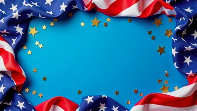 American Flag Border With Gold Star Confetti