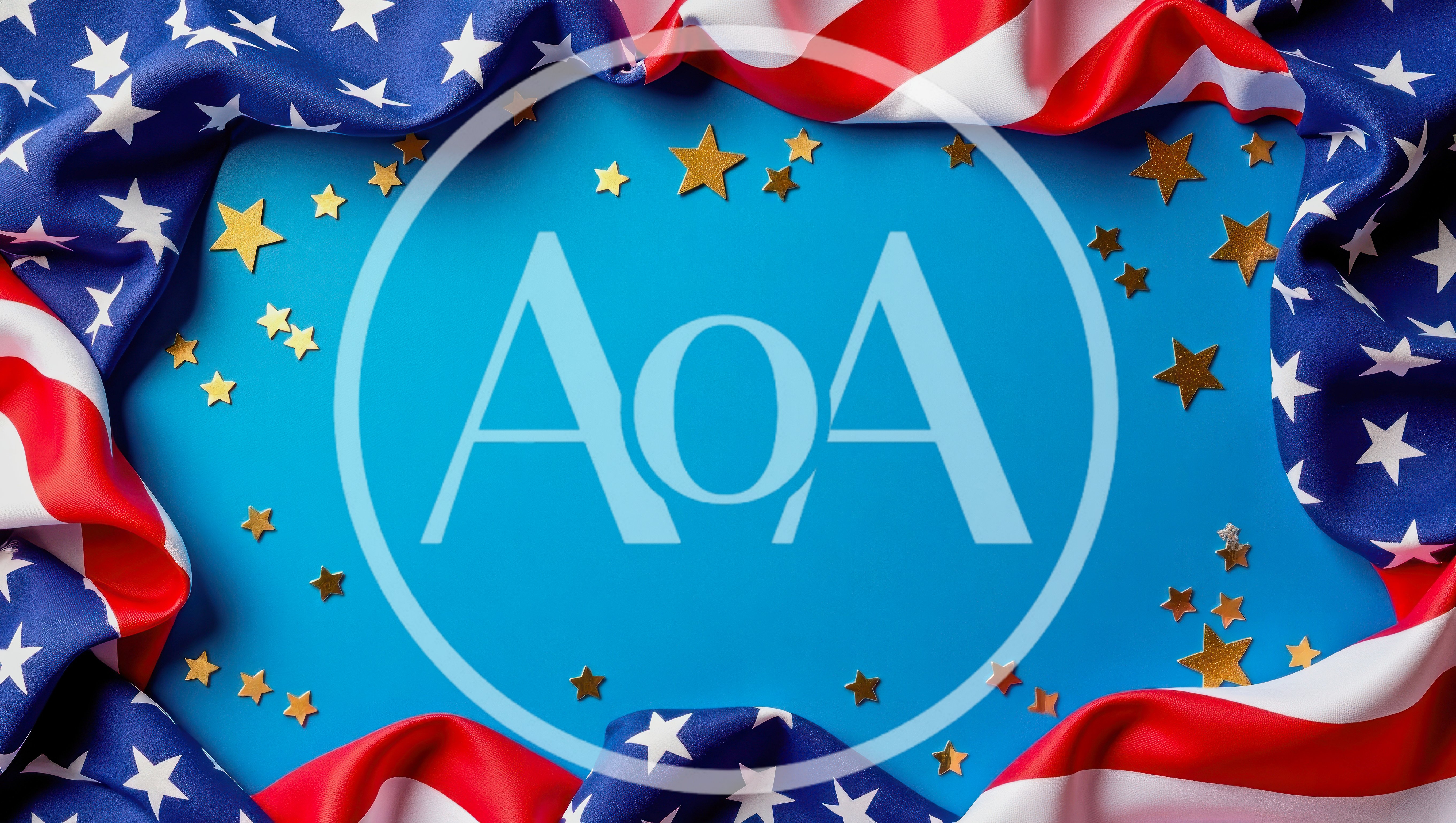 American Flag Border With Gold Star Confetti