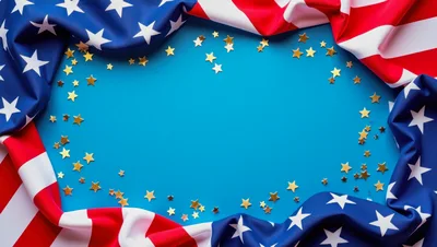 American Flag Border With Gold Star Confetti