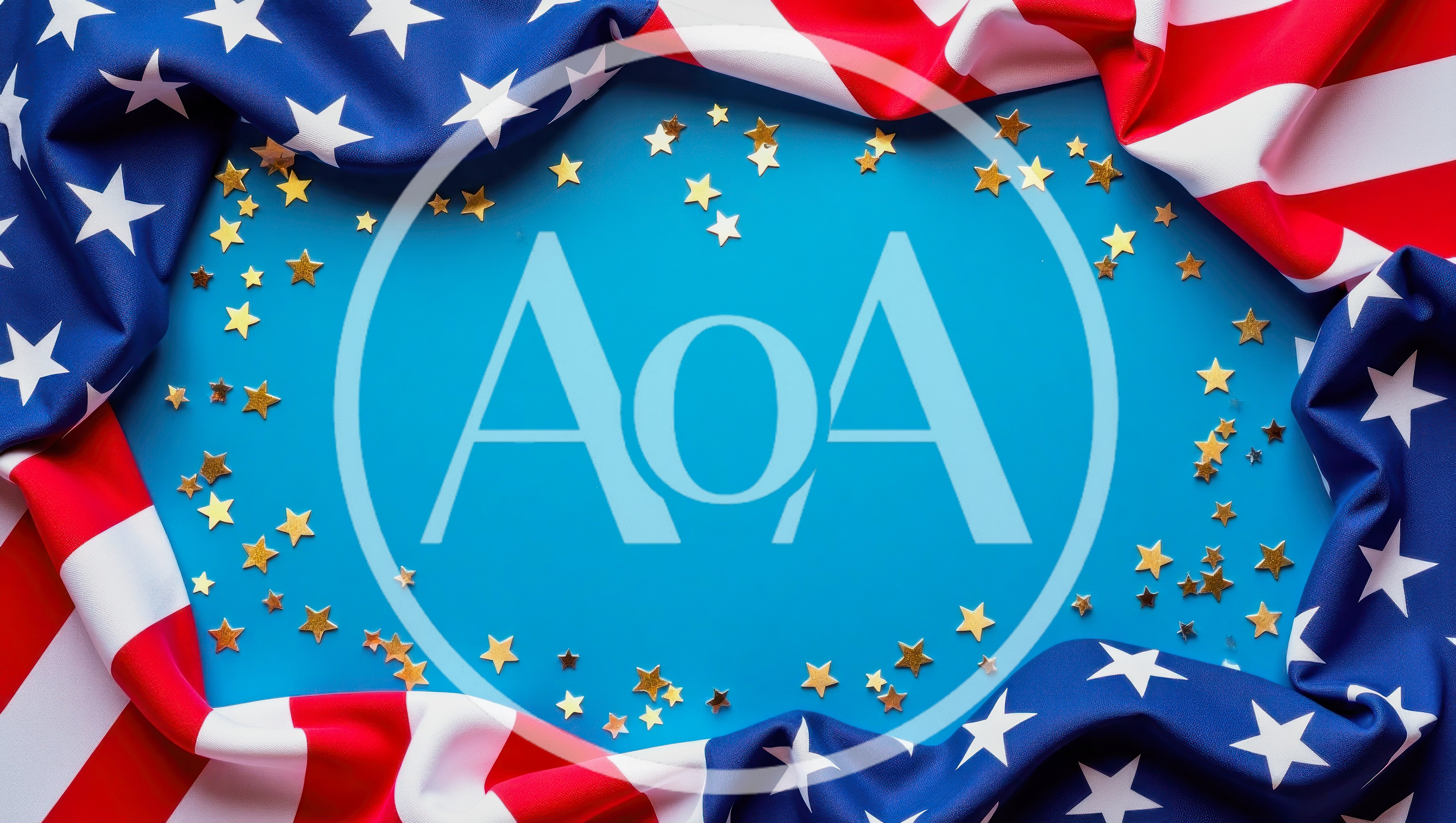 American Flag Border With Gold Star Confetti
