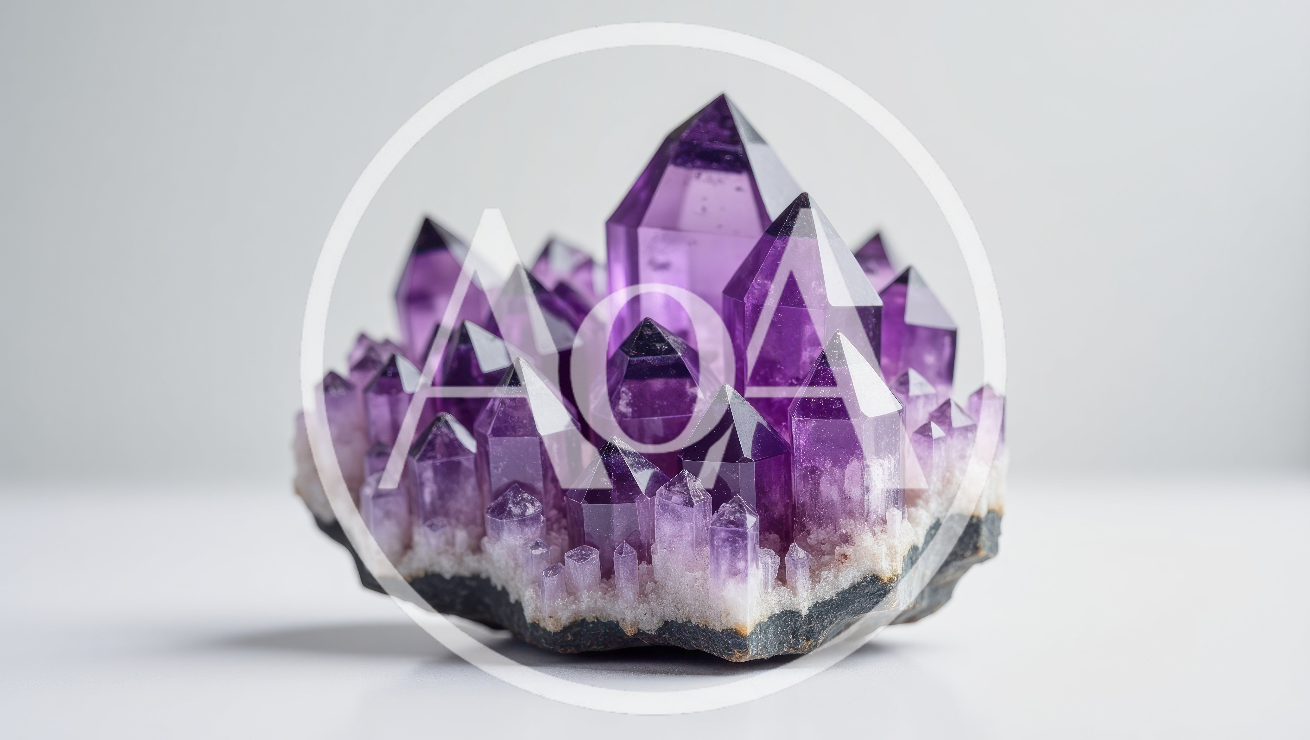 Amethyst Crystal Cluster On A White Background