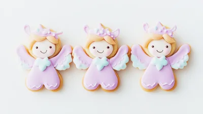 Three Decorated Angel Shaped Sugar Cookies