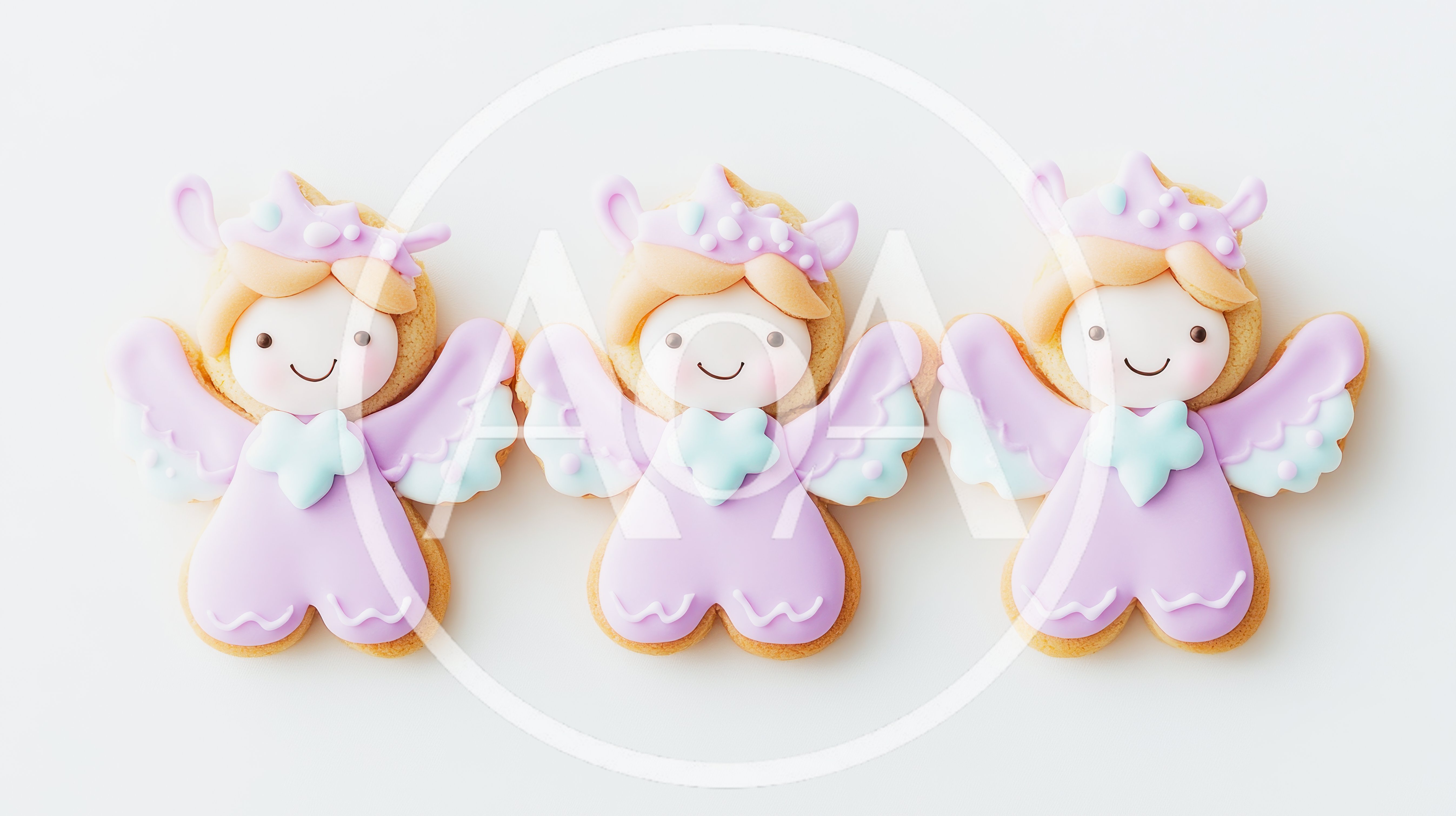 Three Decorated Angel Shaped Sugar Cookies