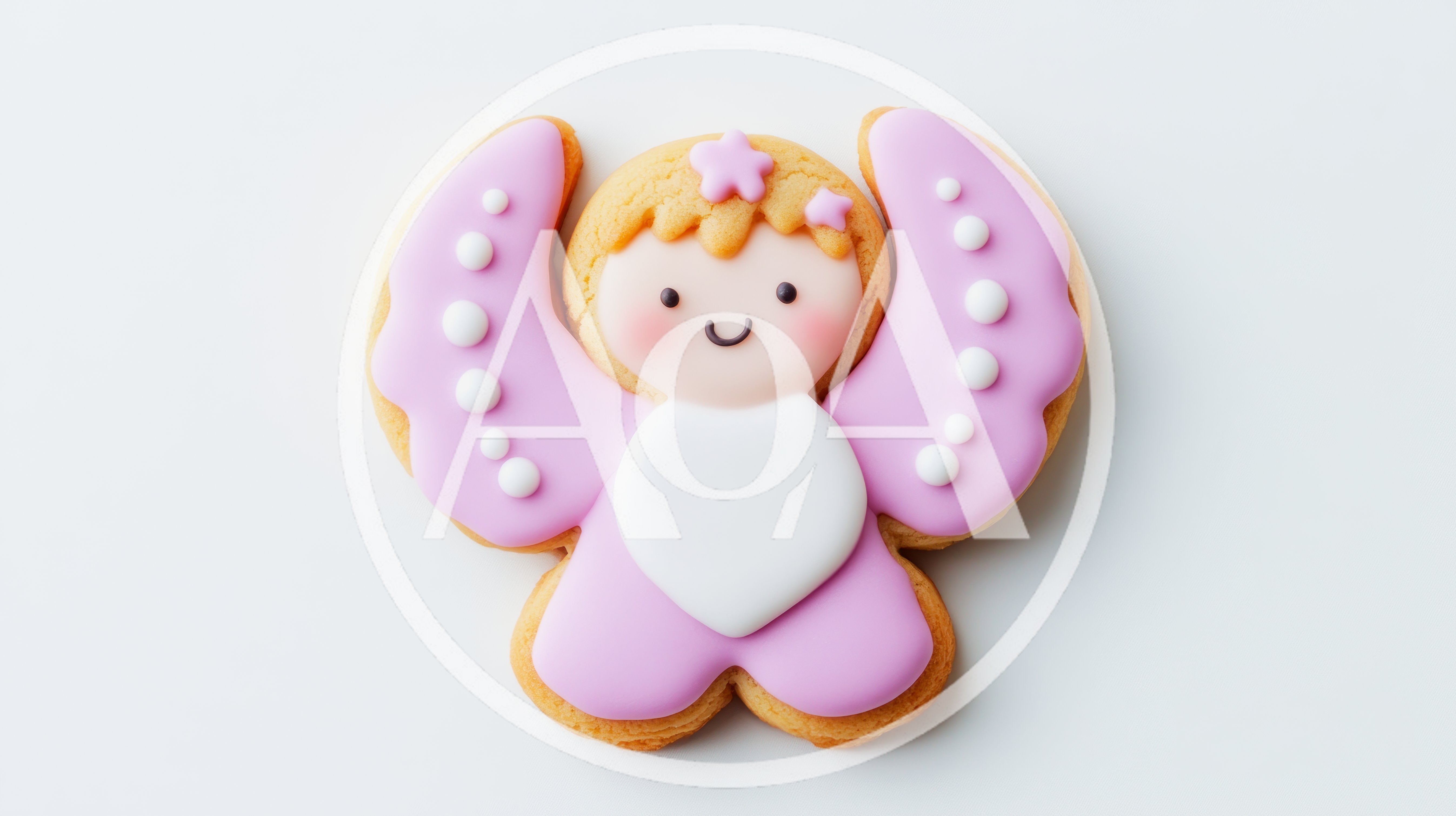Cute Angel Shaped Sugar Cookie With Pink Icing