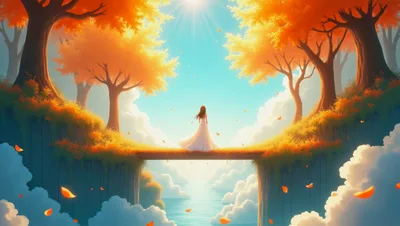 Woman In White Dress Standing On A Floating Bridge