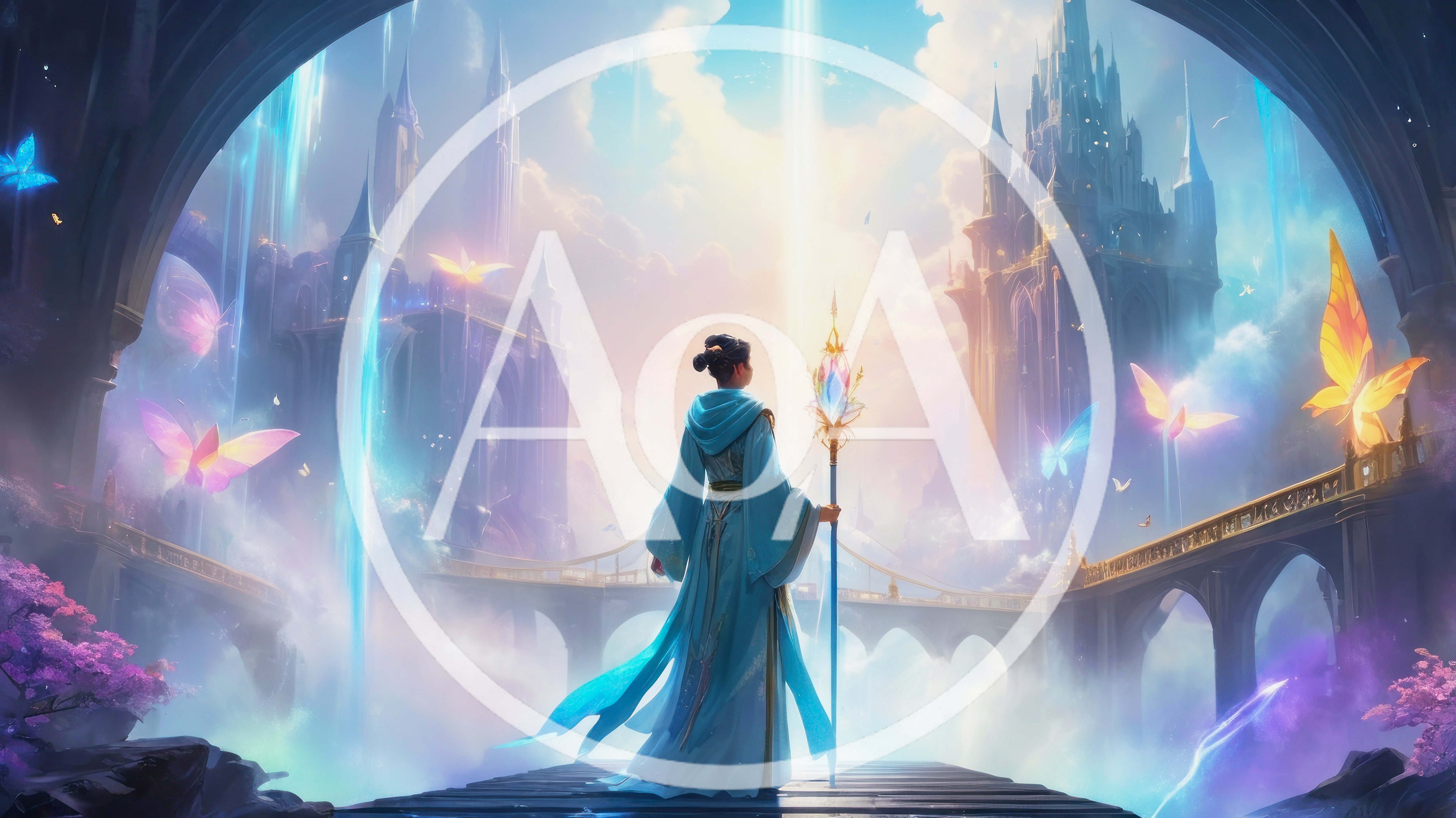 Fantasy Sorceress Standing On Bridge In Magical Kingdom