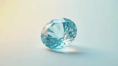 Single Faceted Blue Gemstone On Soft Gradient Background