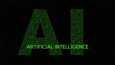 Artificial Intelligence Text Overlay On Digital Binary Code