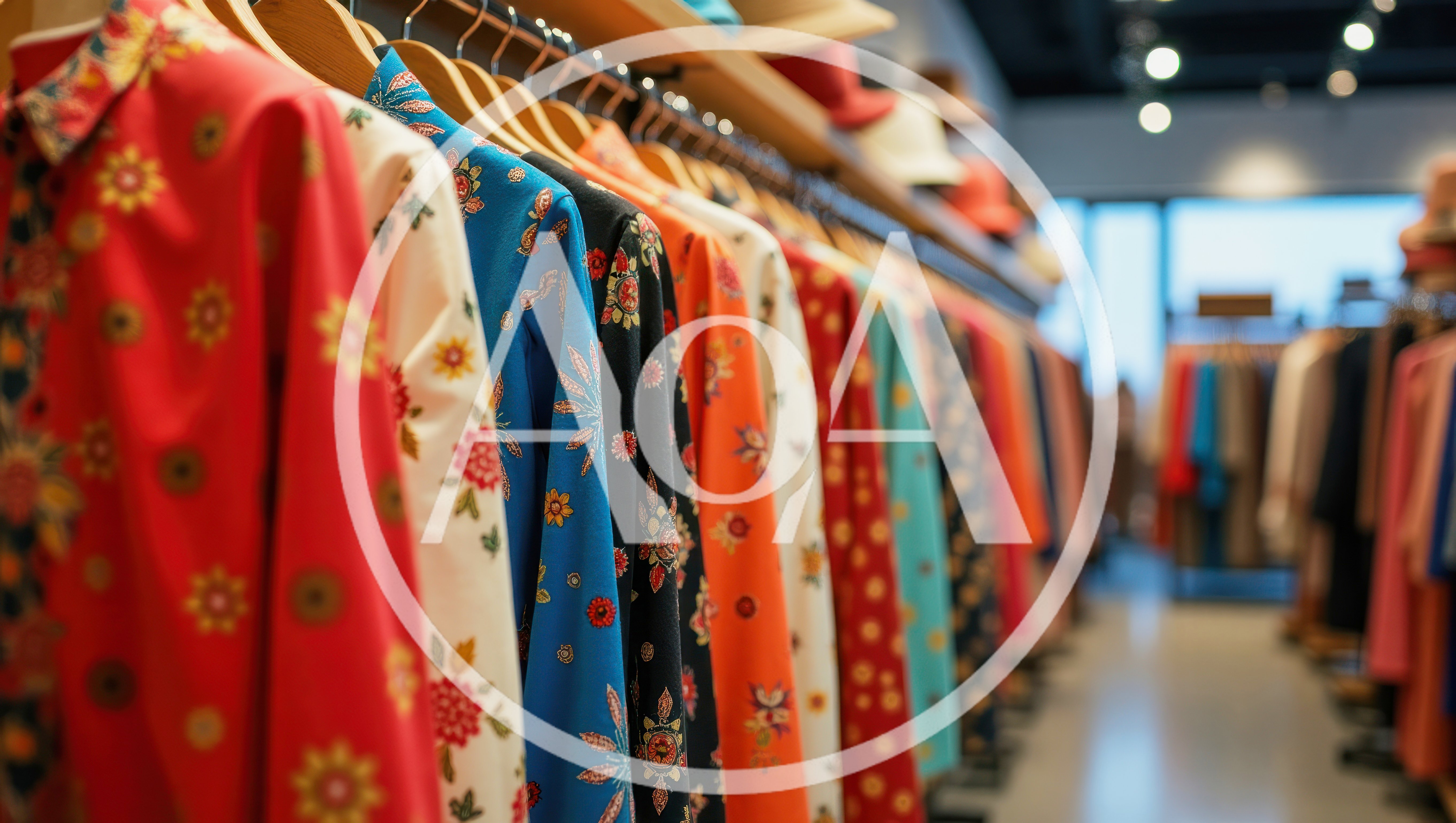 Colorful Patterned Shirts Hanging On A Clothing Rack
