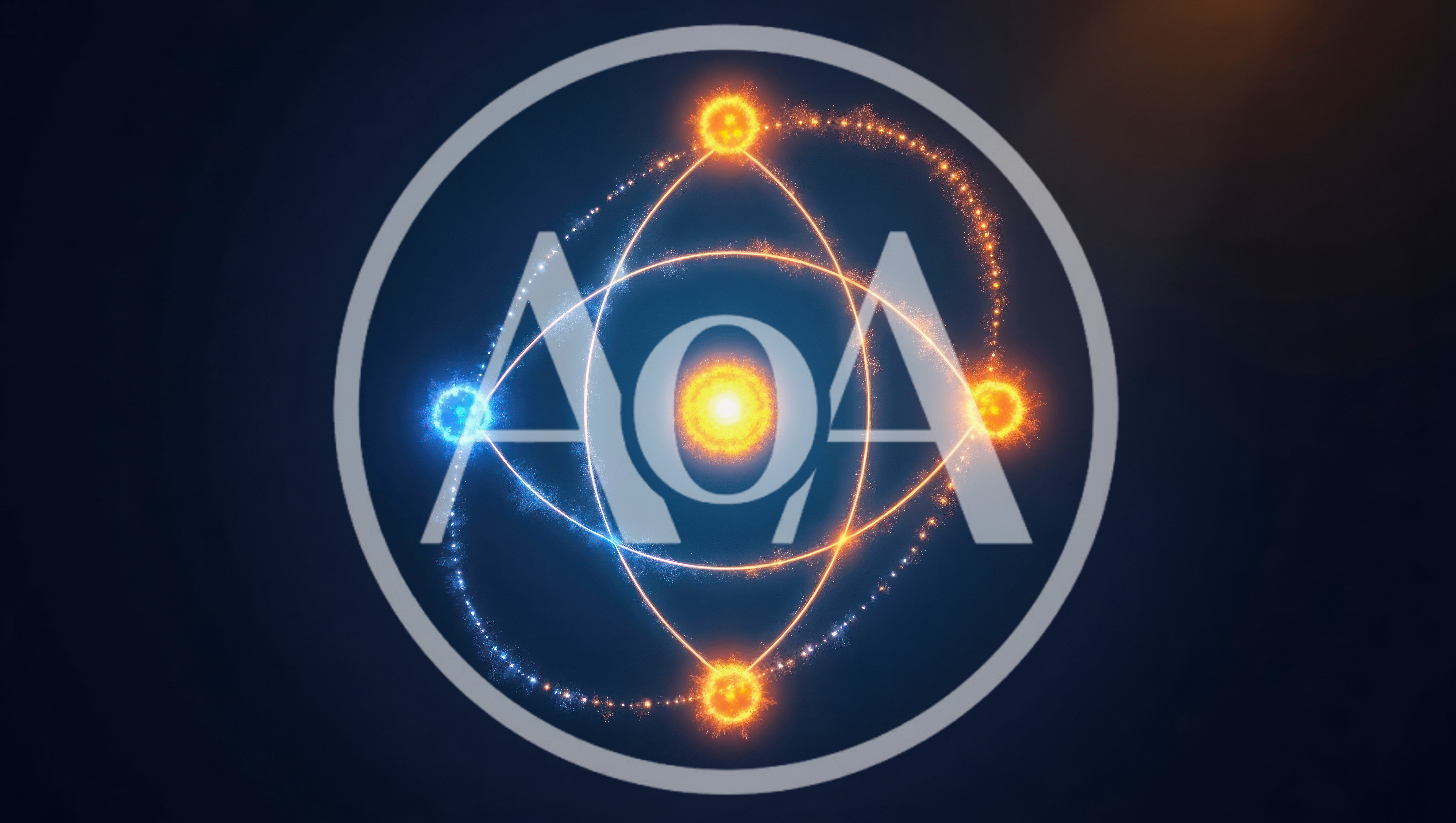 Glowing Particle Atom Model With Orbital Electrons