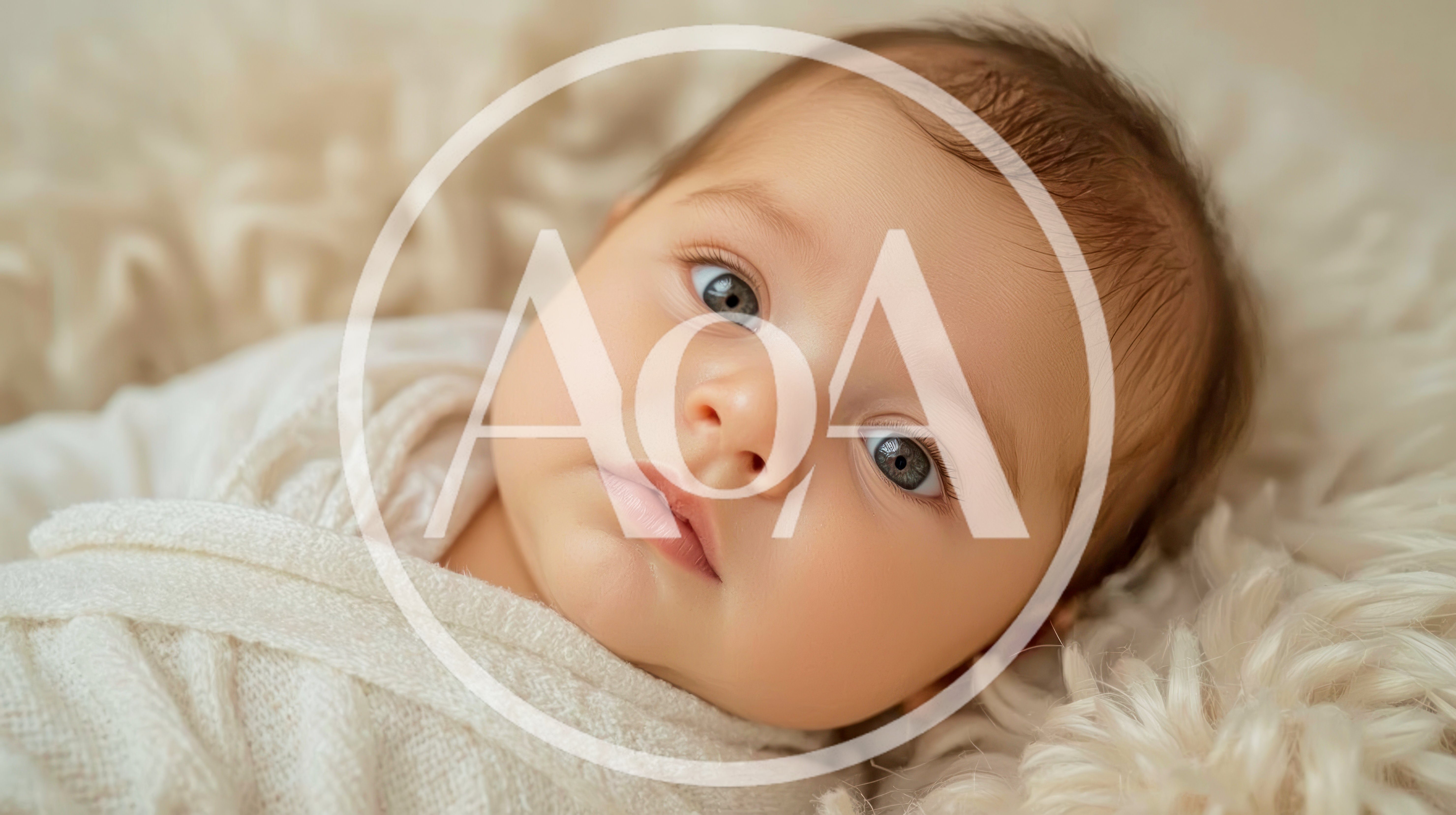 Portrait Of A Newborn Baby Wrapped In White Blanket