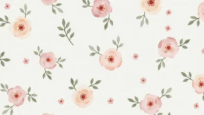Watercolor Floral Pattern With Soft Pastel Roses
