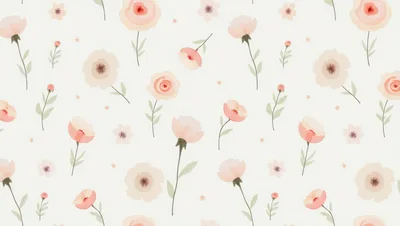 Watercolor Floral Pattern With Soft Pastel Flowers