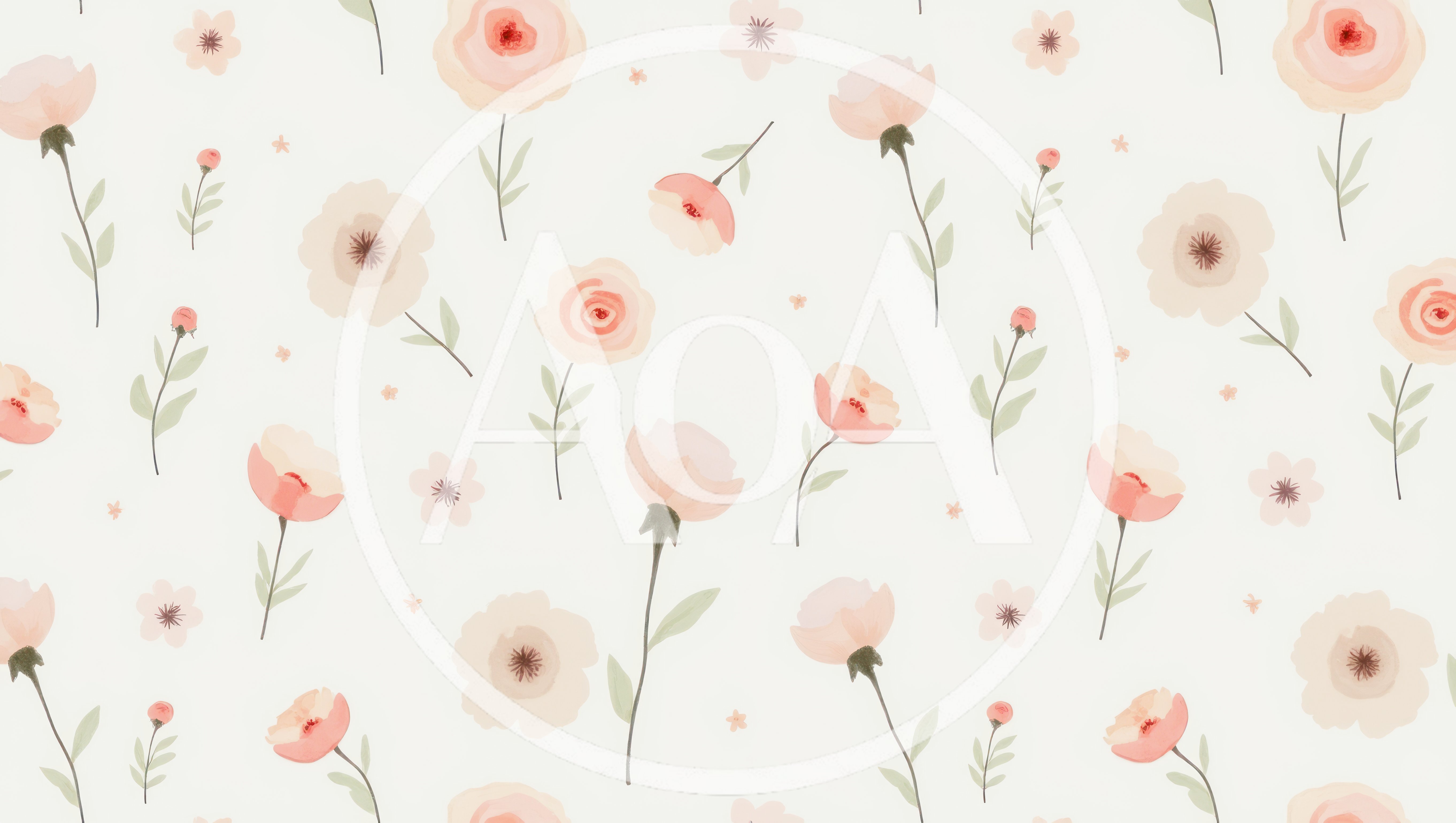 Watercolor Floral Pattern With Soft Pastel Flowers