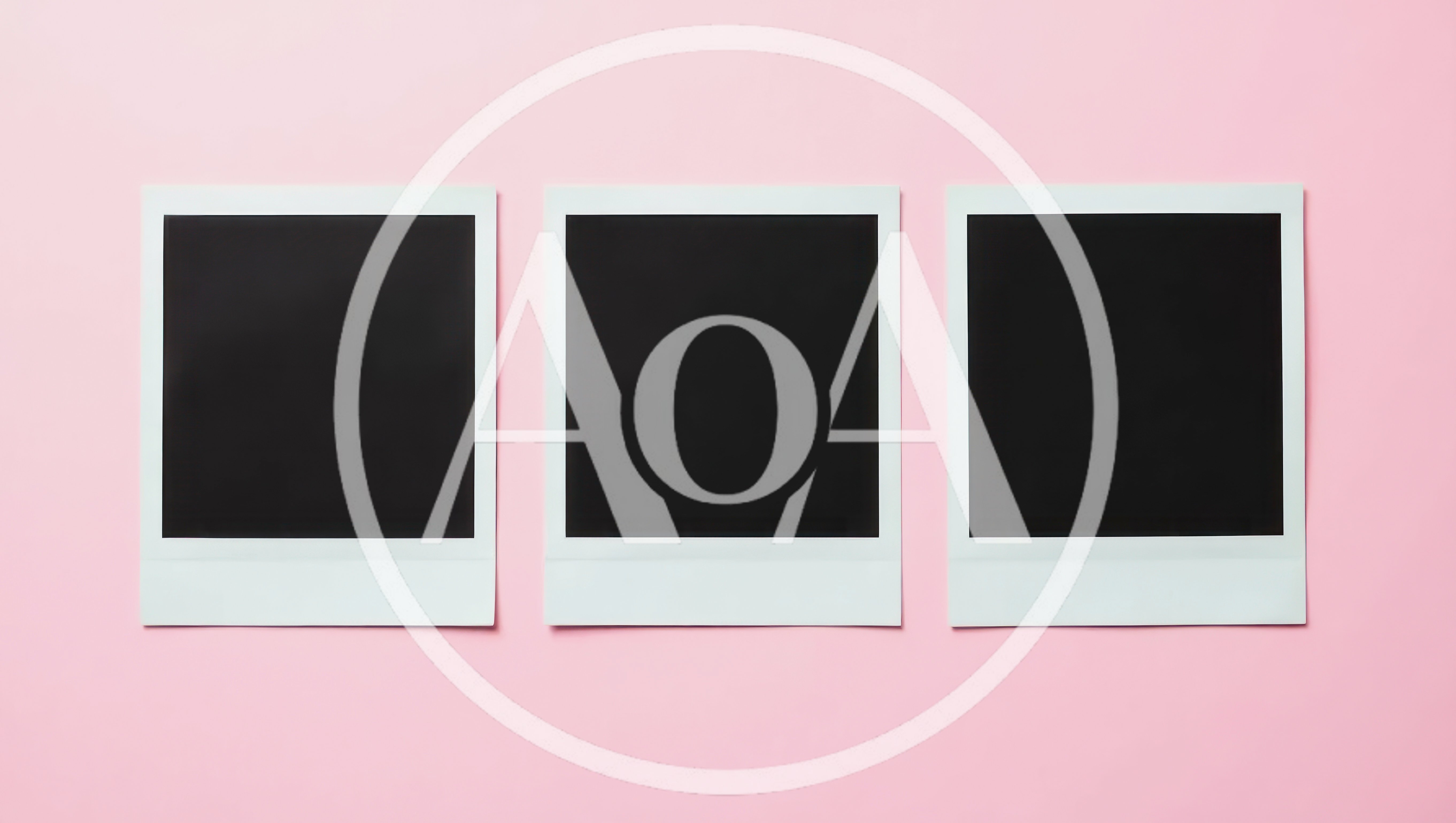 Three Blank Polaroid Frames On A Pink Background