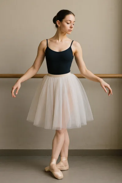 Ballerina Practicing Ballet In A Dance Studio