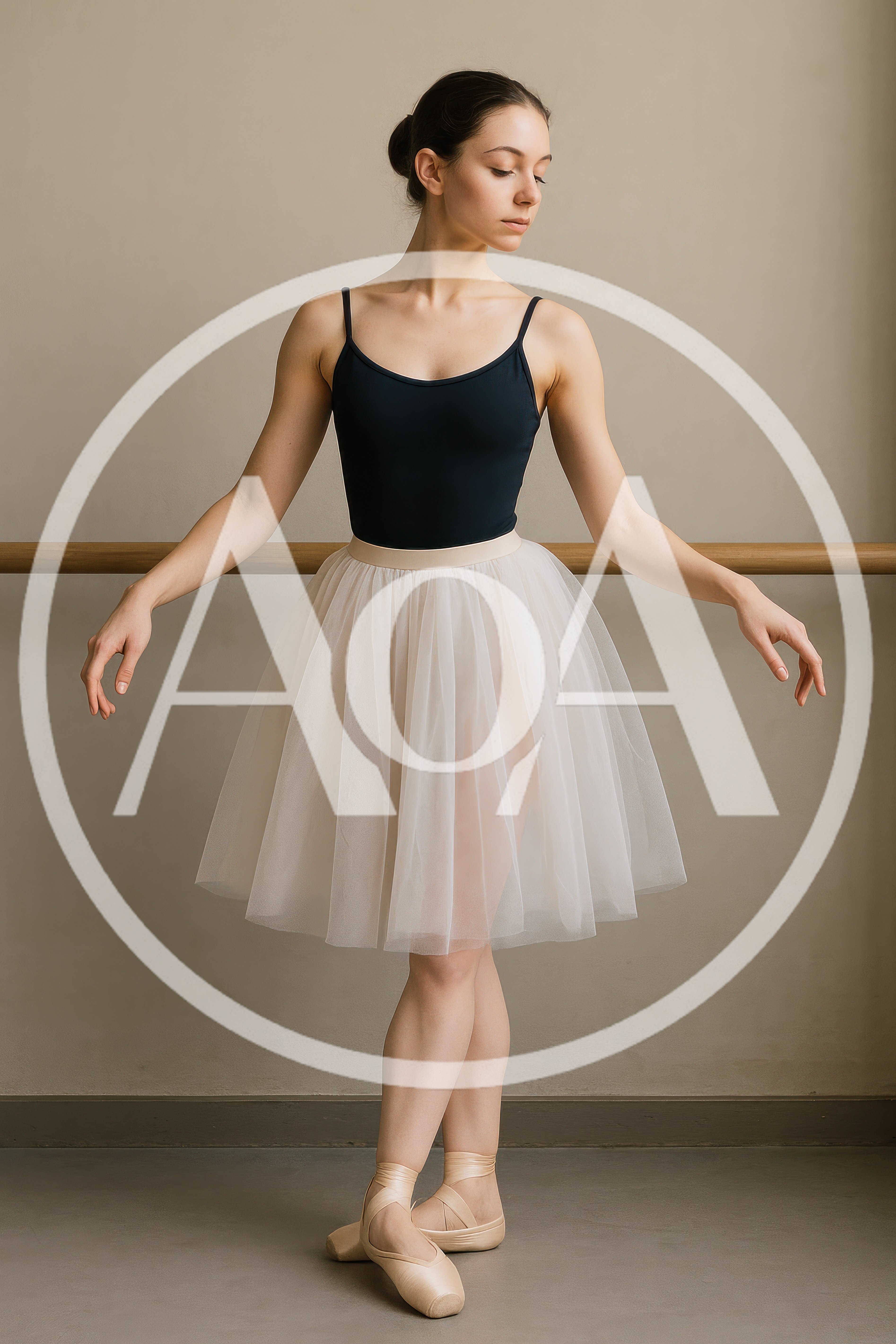 Ballerina Practicing Ballet In A Dance Studio