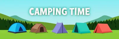Five Colorful Camping Tents In A Mountain Landscape