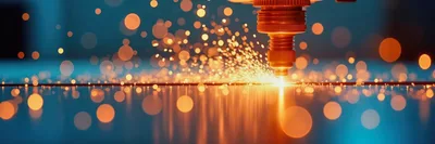 Industrial Laser Cutting Metal Sheet With Sparks