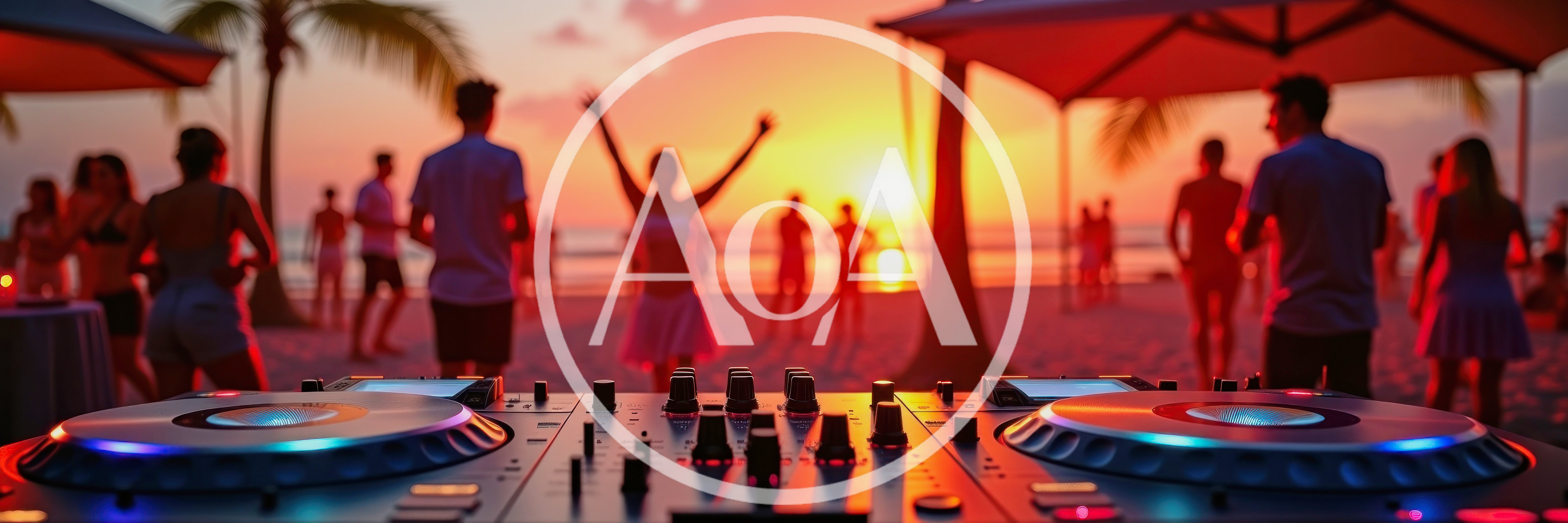 DJ Controller at a Tropical Beach Sunset Party