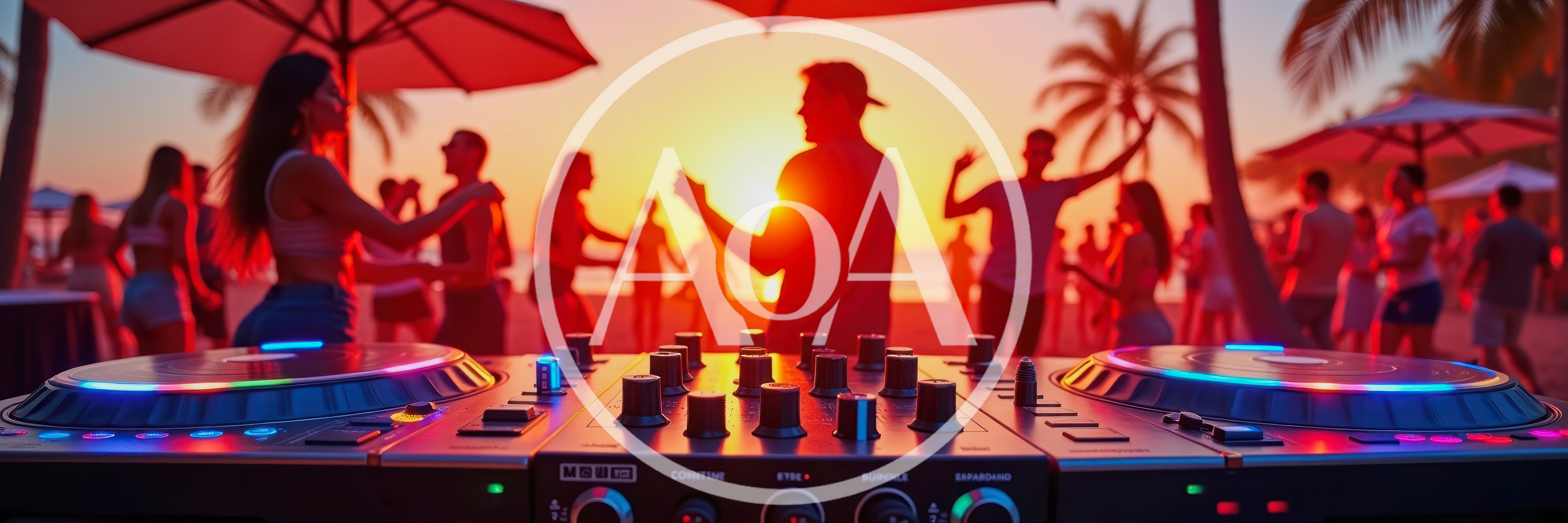DJ Mixing Music at a Tropical Beach Party