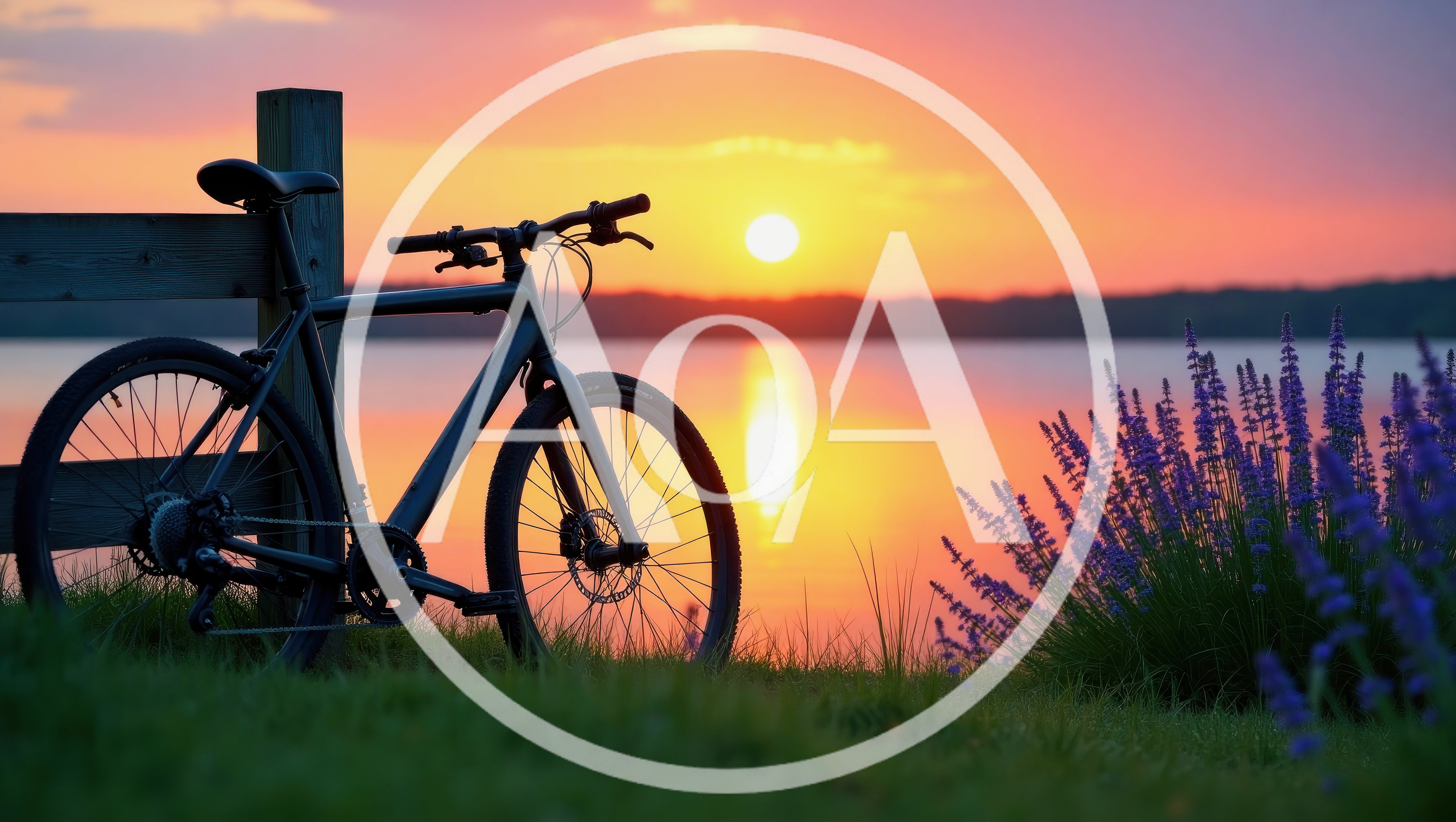 Bicycle Parked By A Lake At Sunset