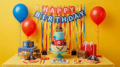 Pirate Themed Birthday Party Table Setup