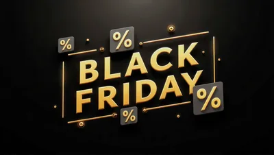 3D Black Friday Gold Text Promotion