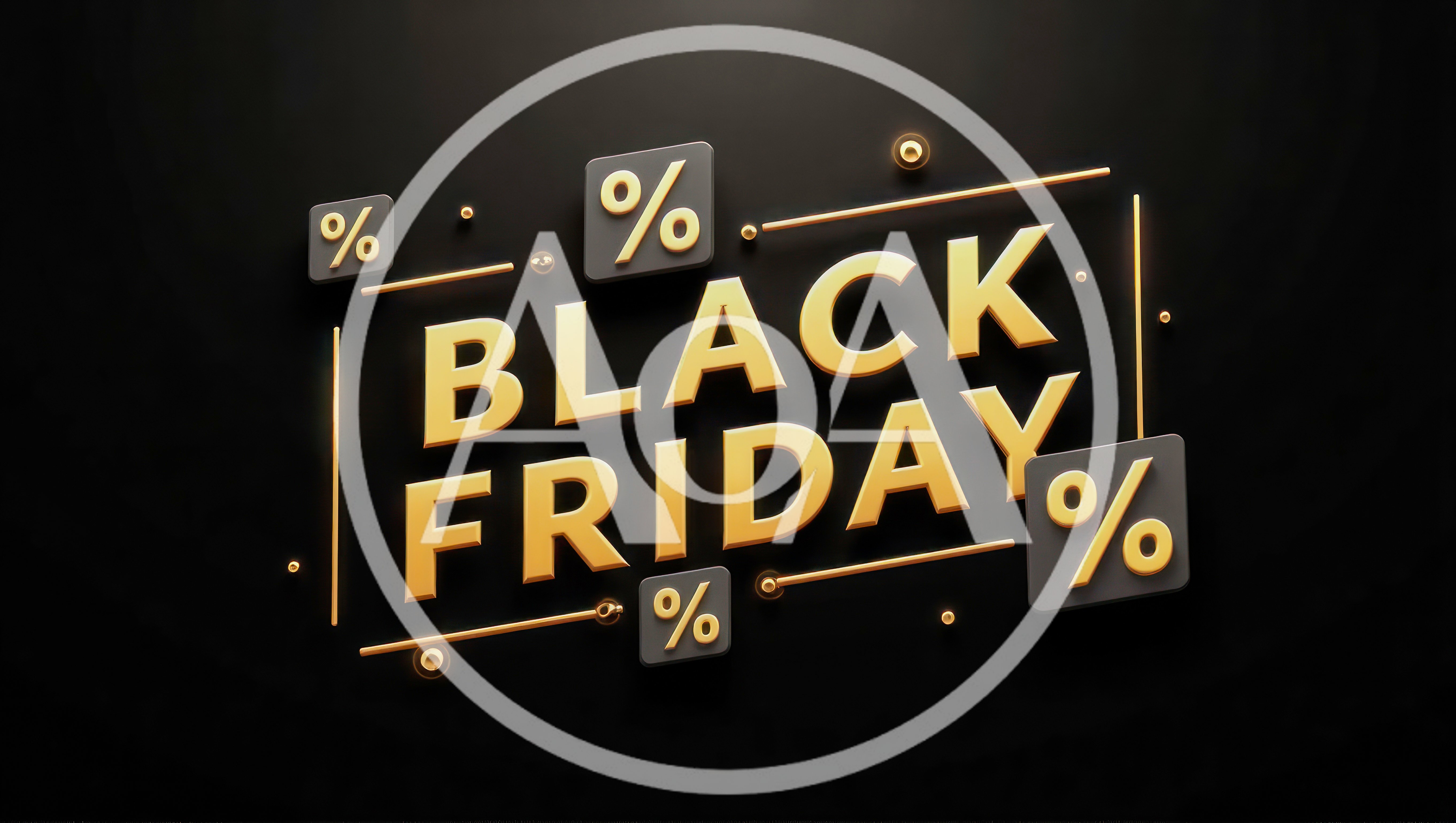 3D Black Friday Gold Text Promotion