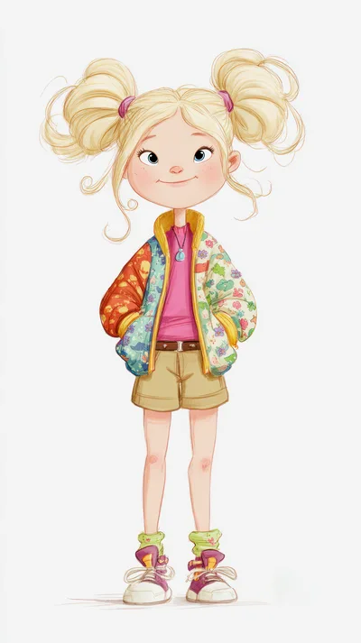 Digital Illustration Of A Young Blonde Girl