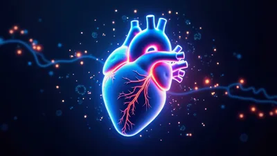 Glowing Digital Human Heart Anatomy Model