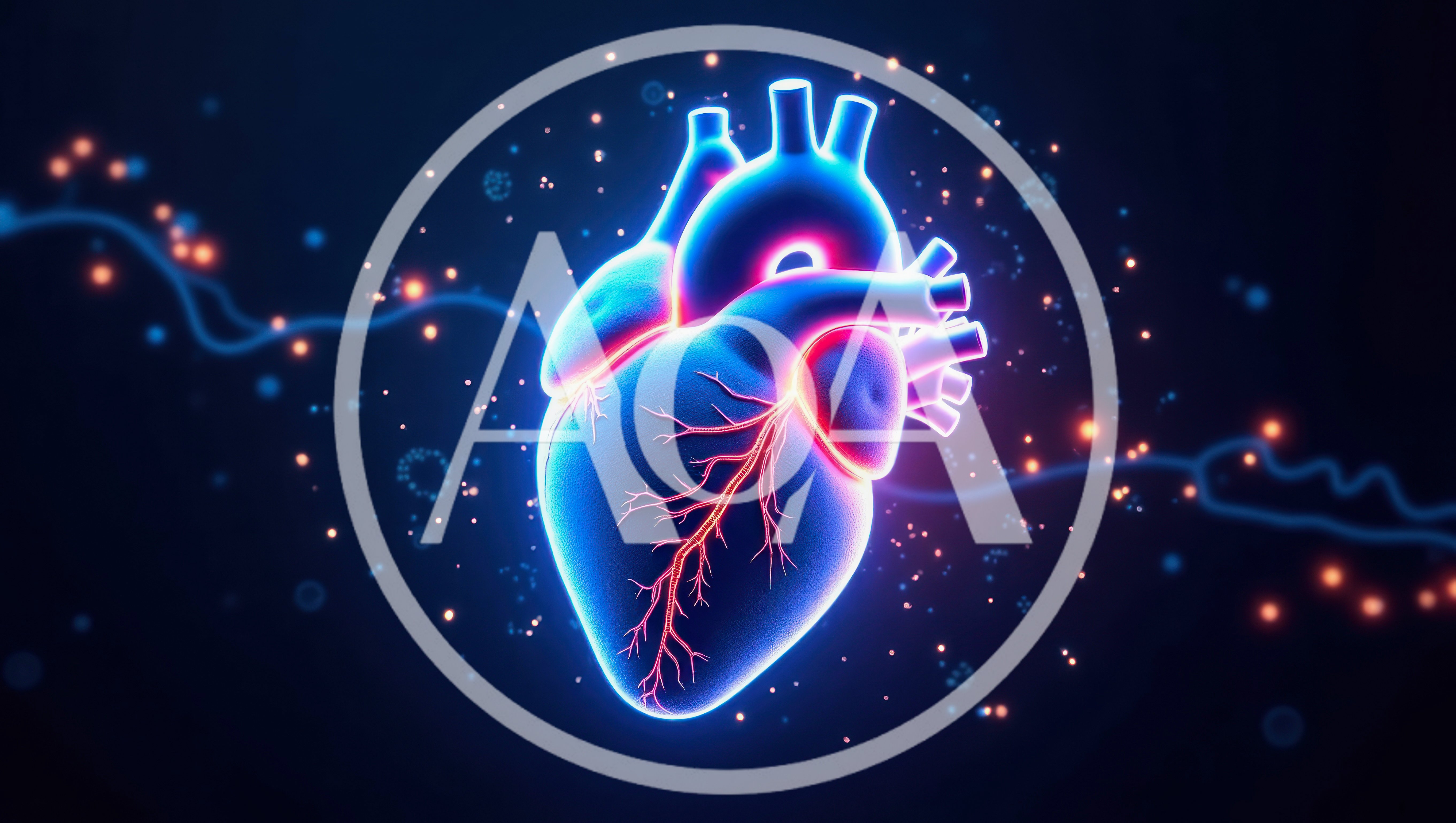 Glowing Digital Human Heart Anatomy Model