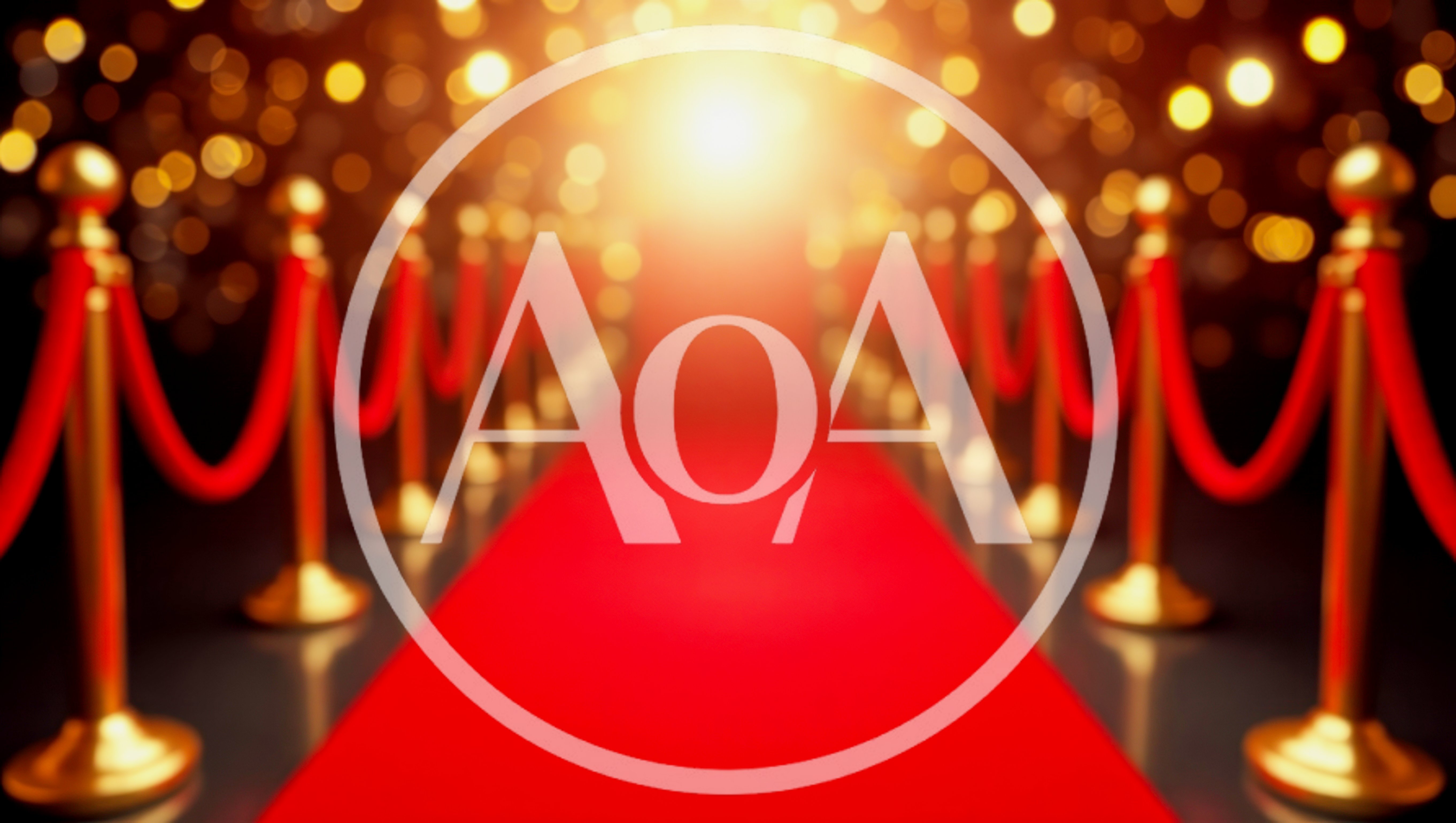 Red Carpet Entrance With Golden Stanchions And Bokeh Lights