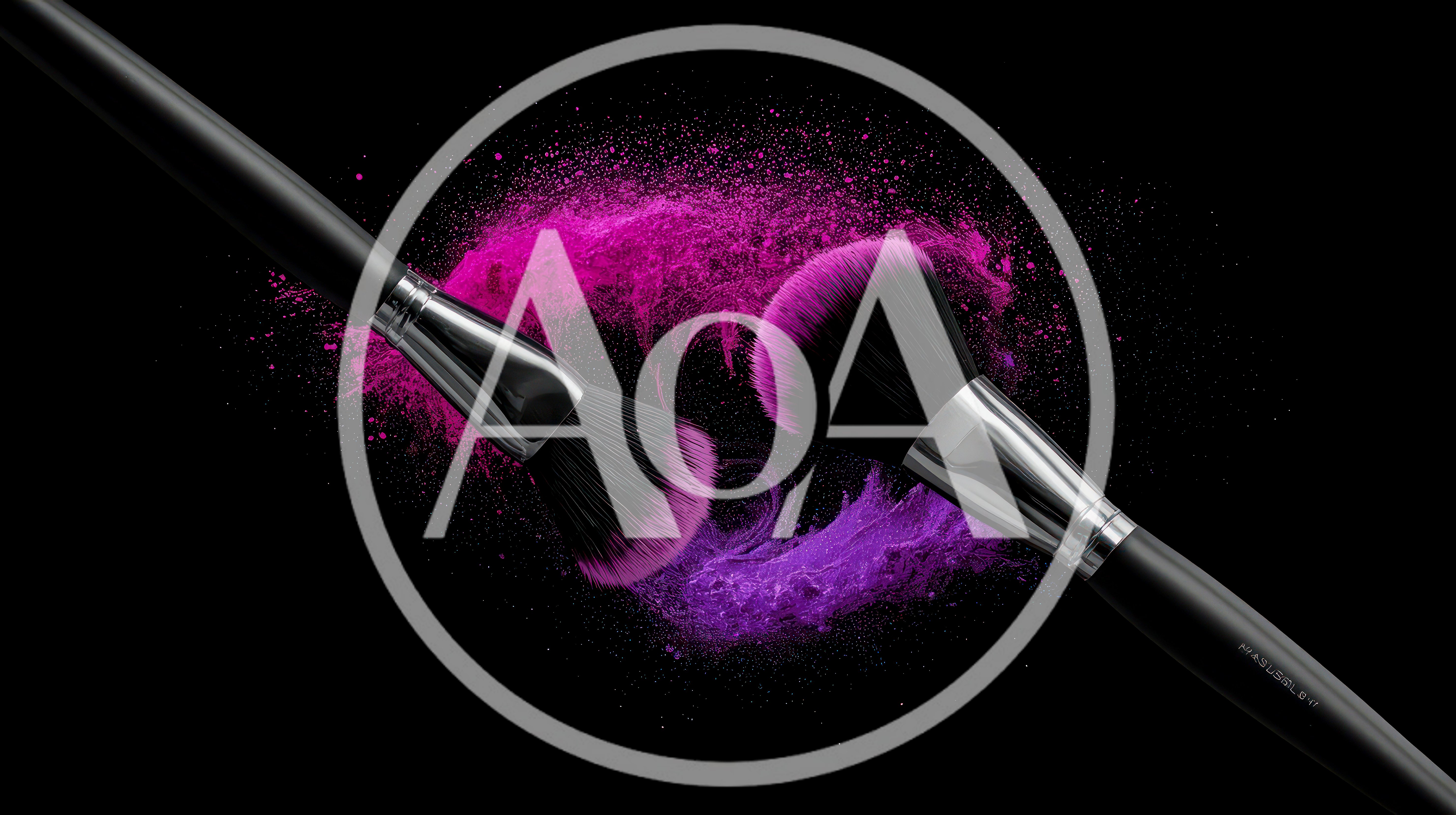 Makeup Brushes With Vibrant Pink And Purple Powder