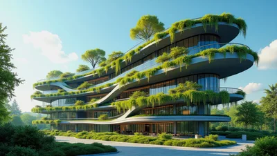 Modern Eco-Friendly Building With Lush Vertical Gardens