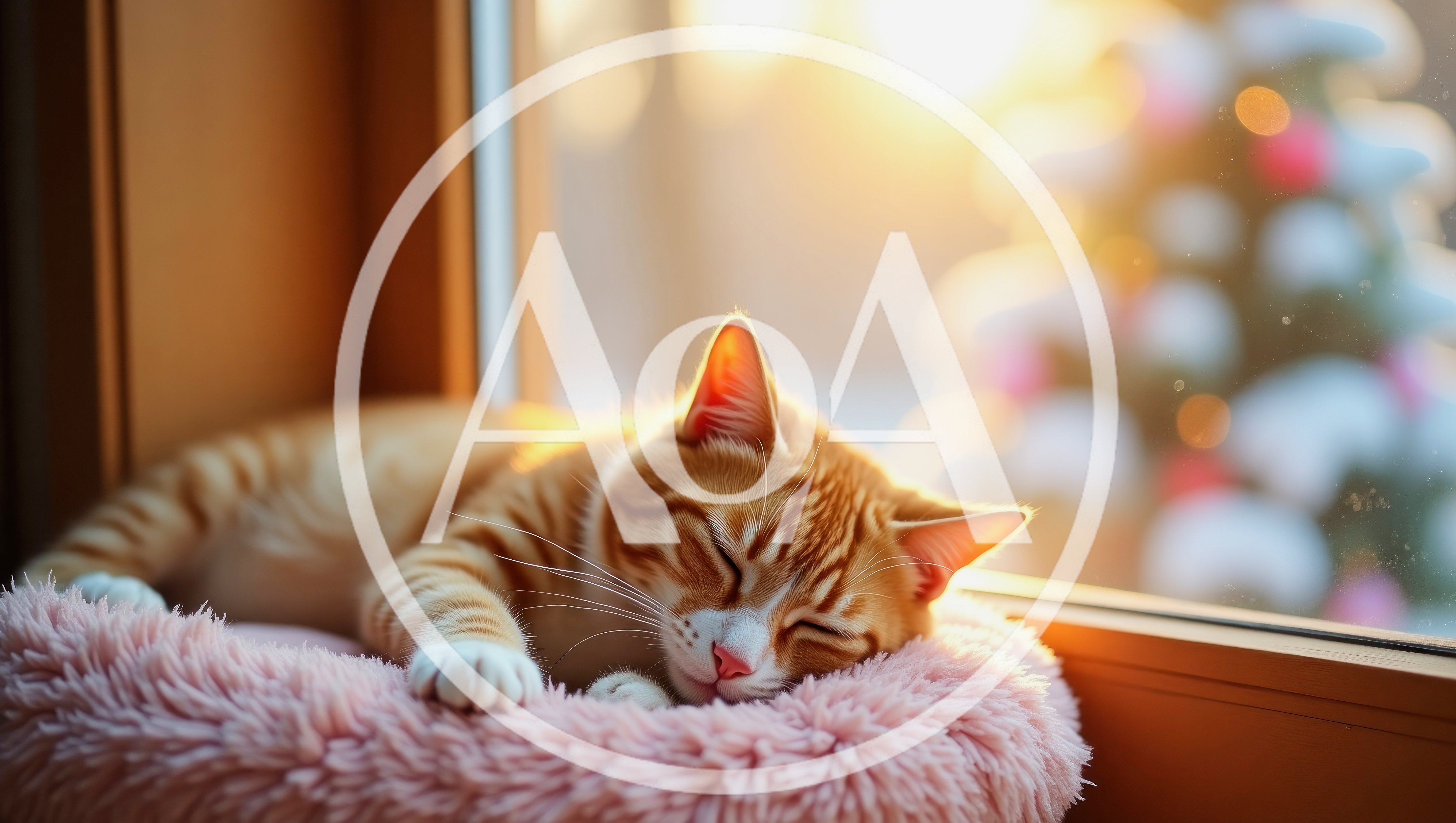 Ginger Tabby Cat Sleeping On A Soft Pink Bed