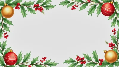 Christmas Holly Frame With Ornaments