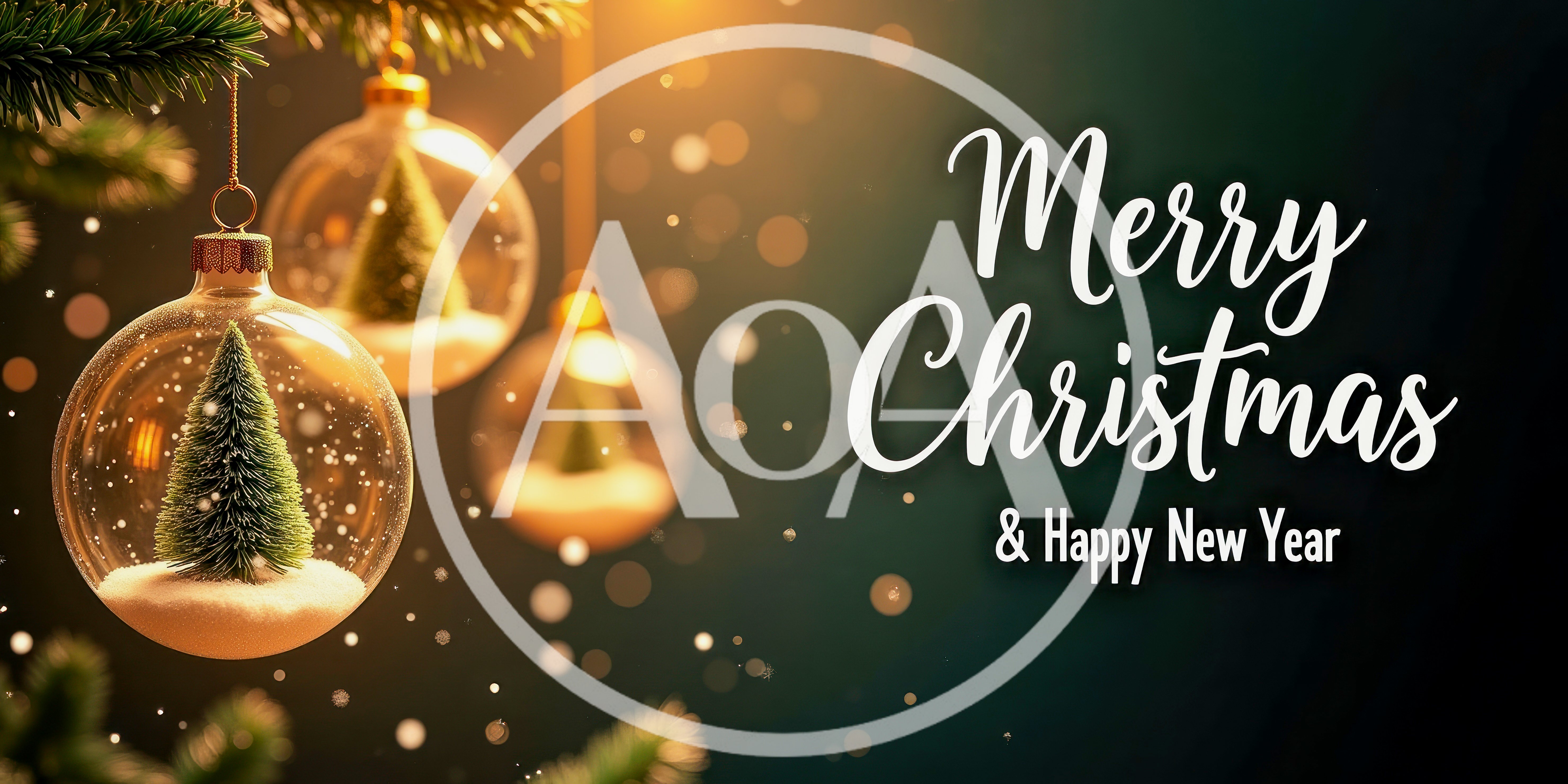 Christmas Ornaments With Miniature Trees And Bokeh Background