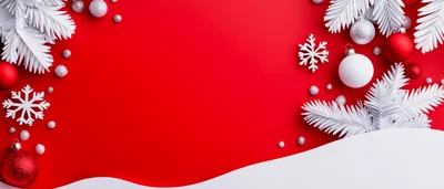 Christmas Holiday Background With Ornaments And Snow