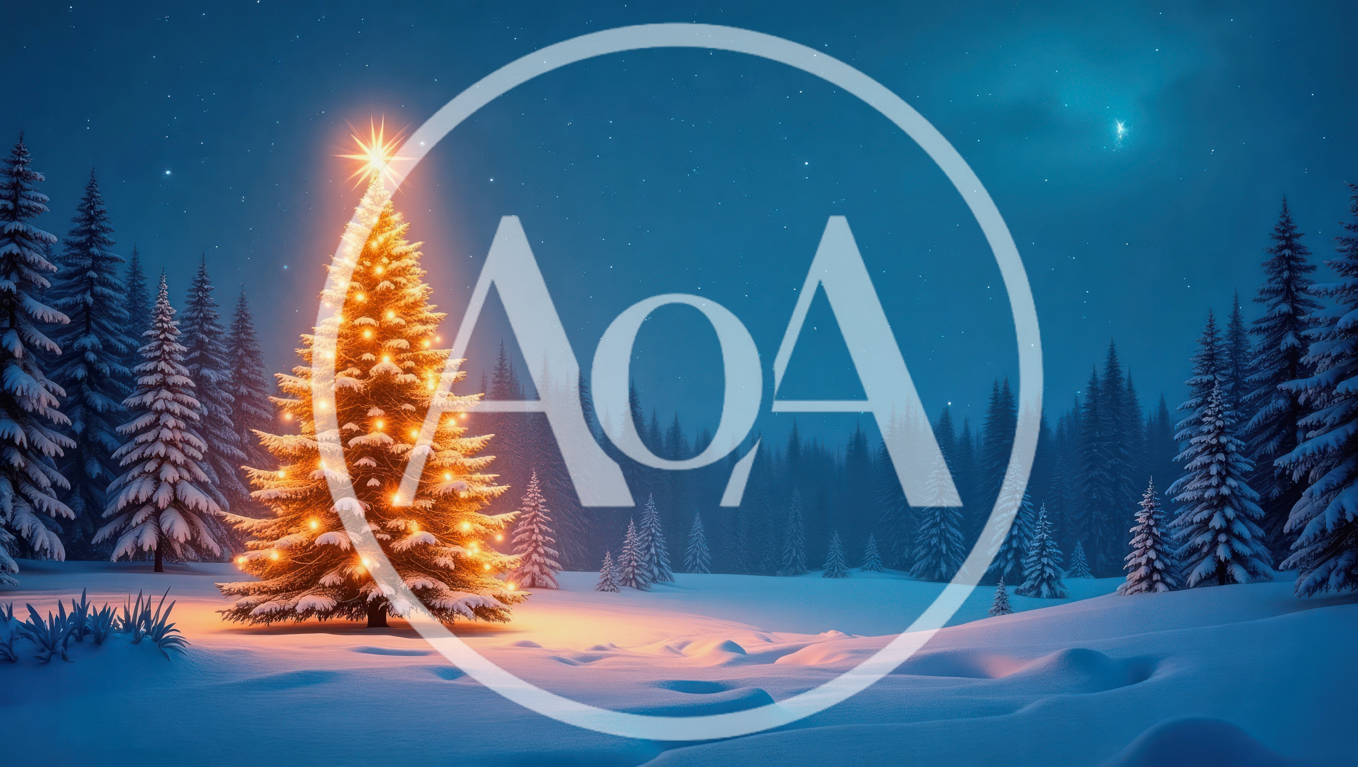 Glowing Christmas Tree In Snowy Winter Forest