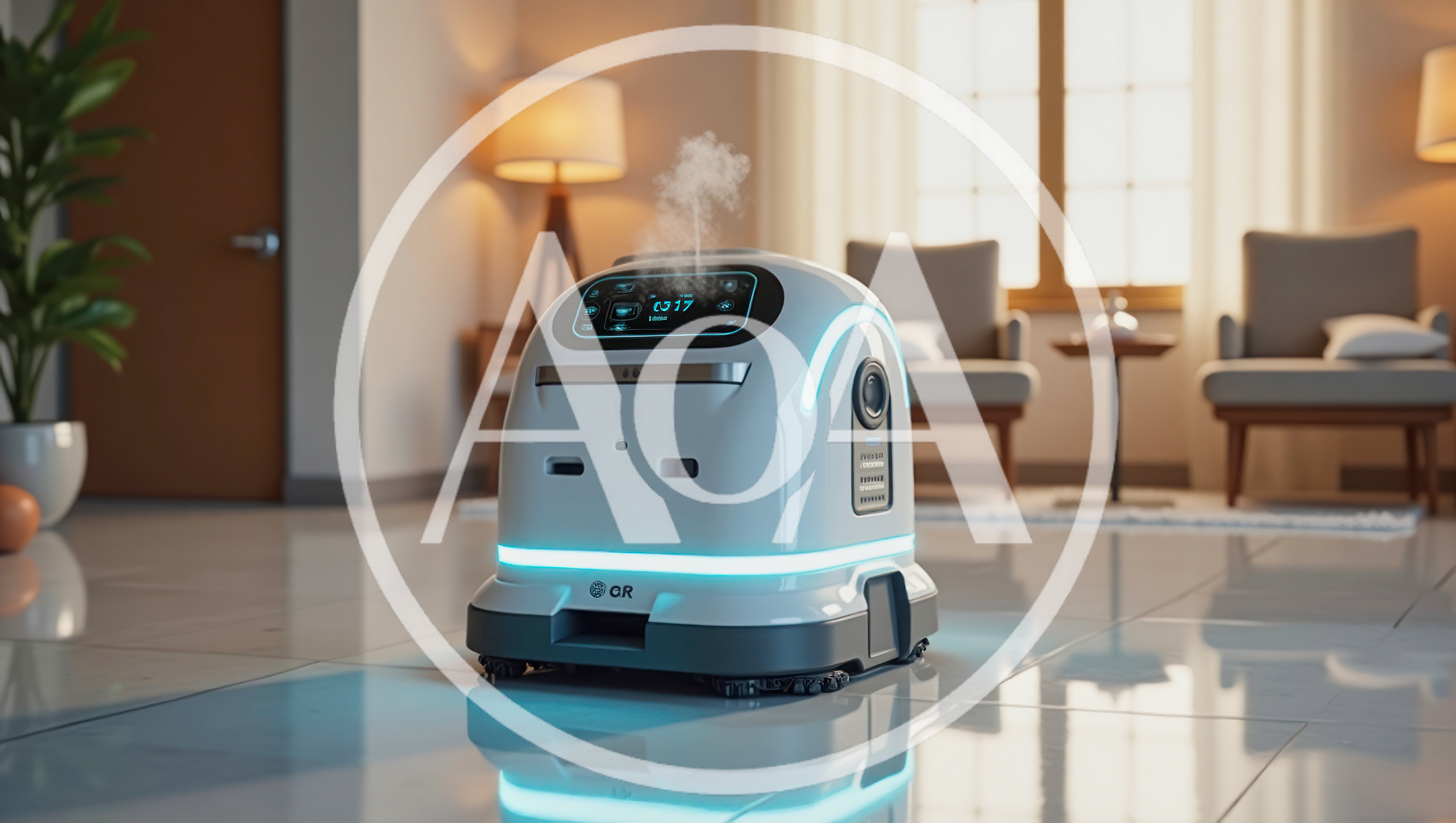 Modern Robotic Humidifier Operating In A Living Room