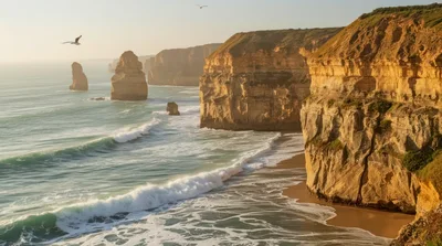 Twelve Apostles Limestone Stacks At Sunset