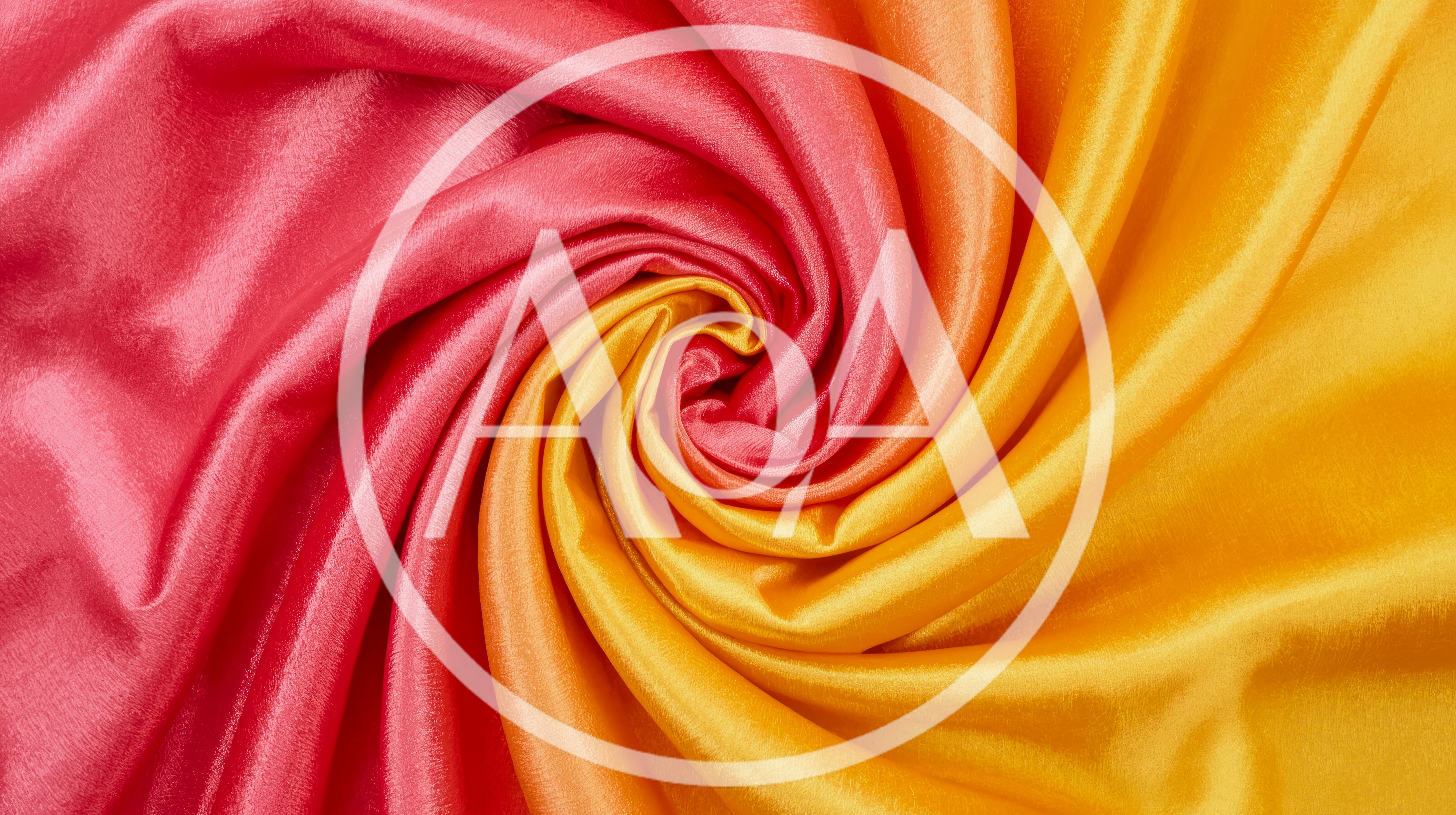 Swirling Pink and Yellow Satin Fabric Texture