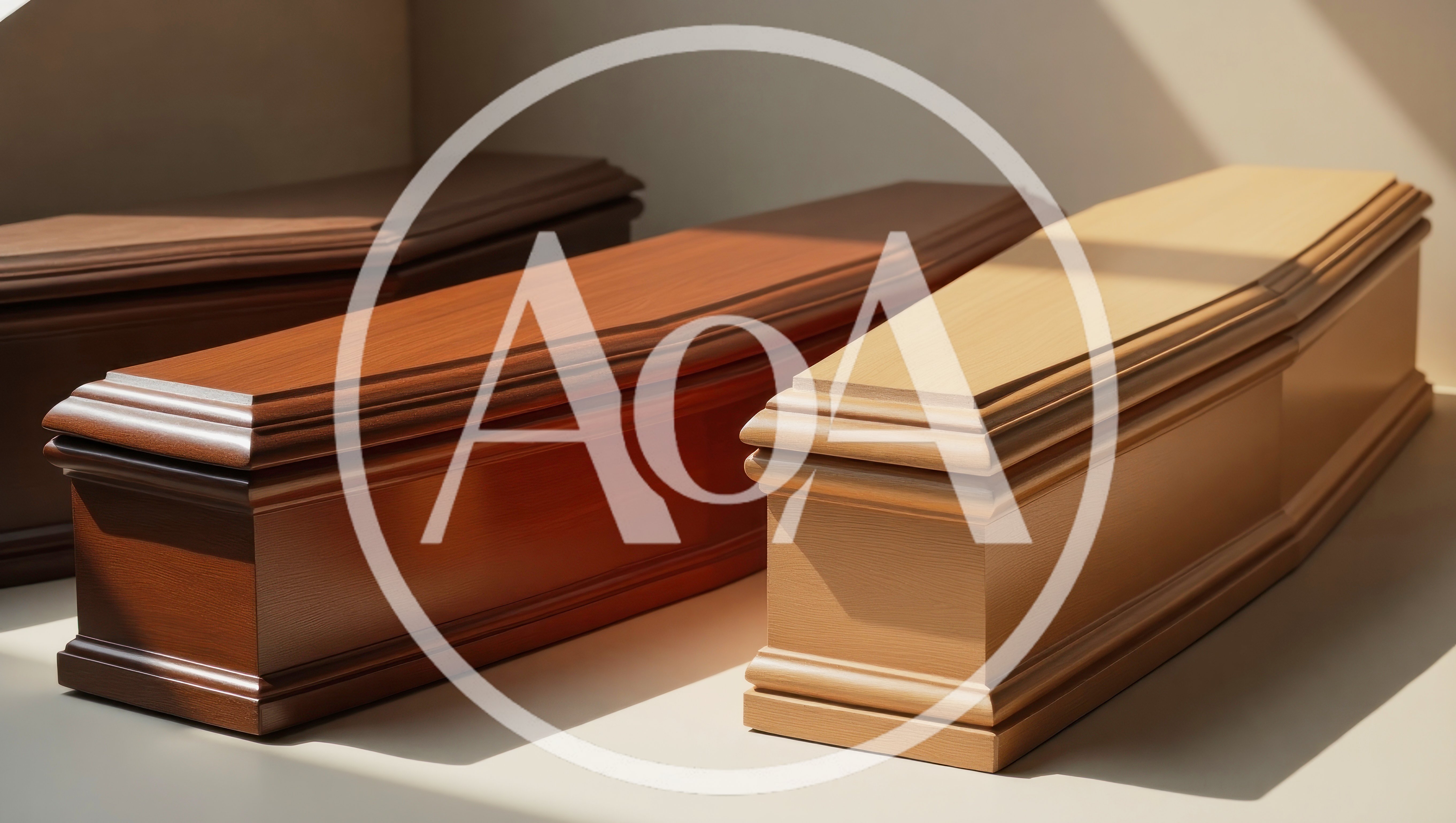 Three Wooden Caskets Arranged In A Row