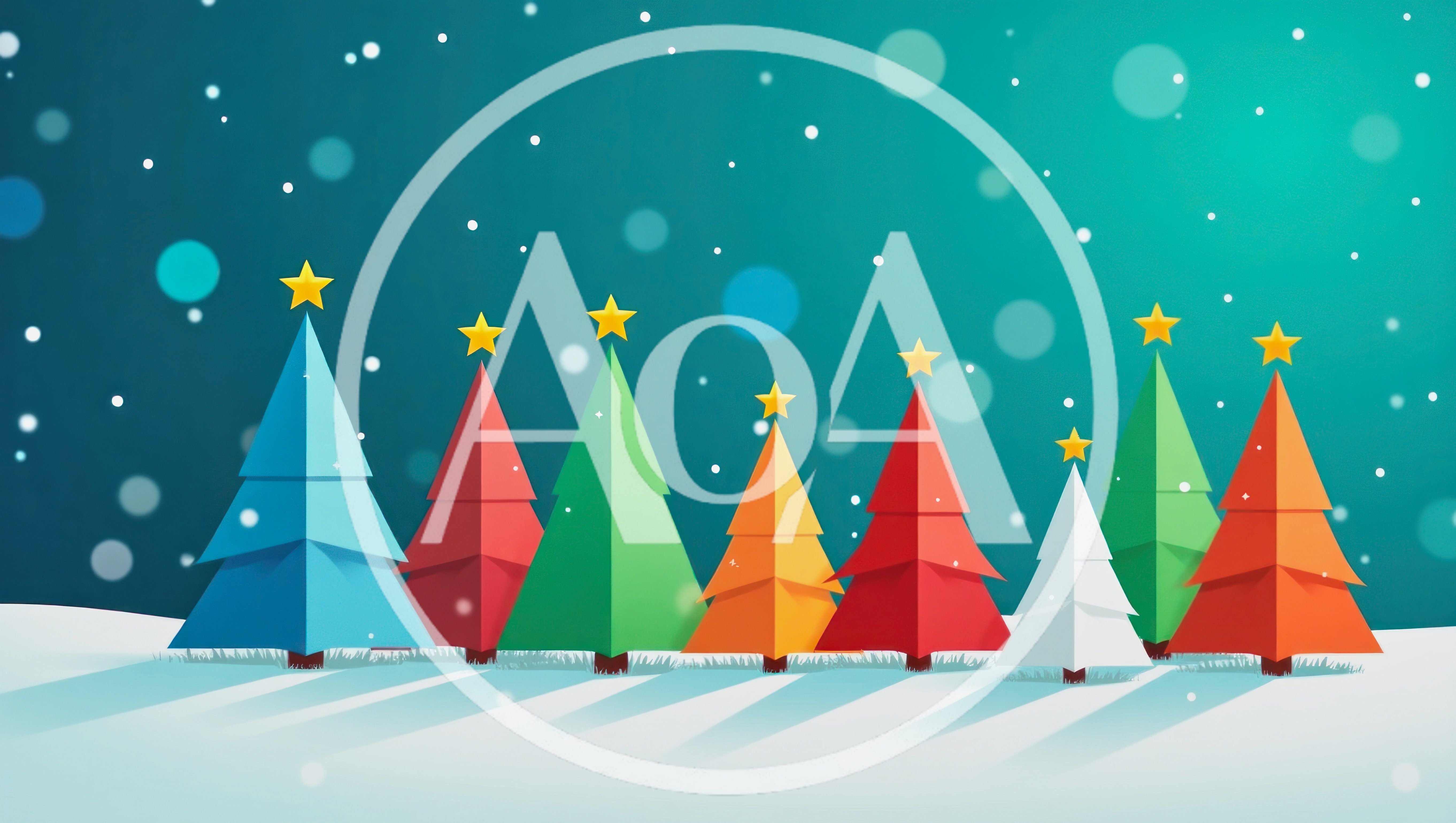 Stylized Paper Christmas Trees In A Snowy Landscape