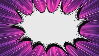 Comic Book Style Speech Bubble With Purple Speed Lines